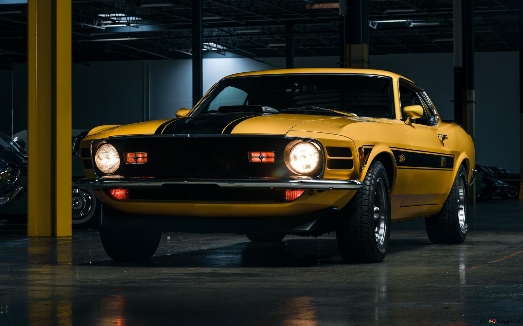 Yellow Ford Mustang Mach 1 HD wallpaper download