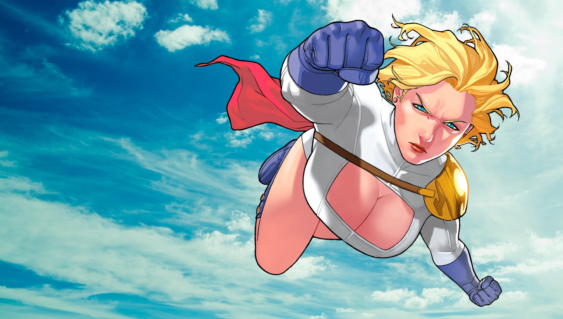 Wallpaper, illustration, anime, cartoon, flying, DC Comics, Power Girl, screenshot, computer wallpaper 1920x1090