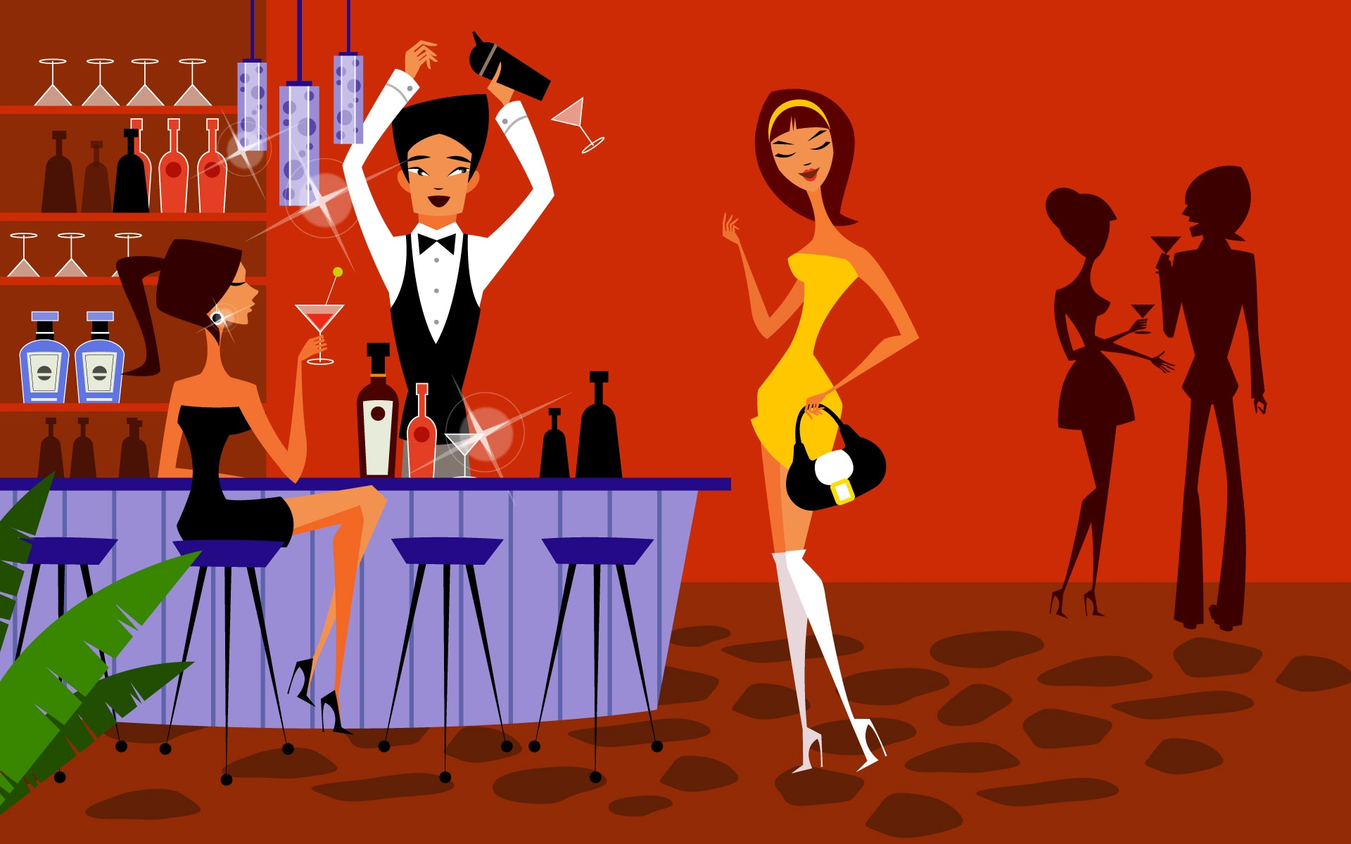 Wallpaper, bar, disco, people, dancing, drinks, bartender, cocktails 1920x1200