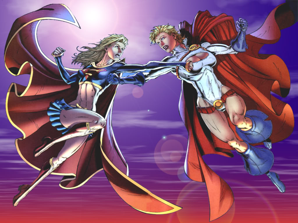 Download Latest HD Wallpaper of, Comics, Powergirl Vs. Supergirl