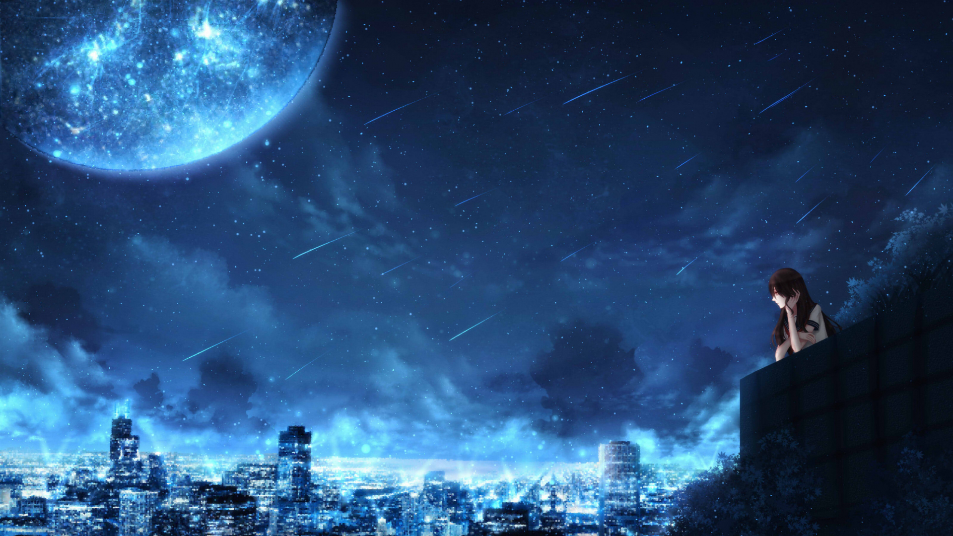 Download 1920x1080 Wallpaper Night Out, City, Anime Girl, Original, Full Hd, Hdtv, Fhd, 1080p, 1920x1080 HD Image, Background, 30066