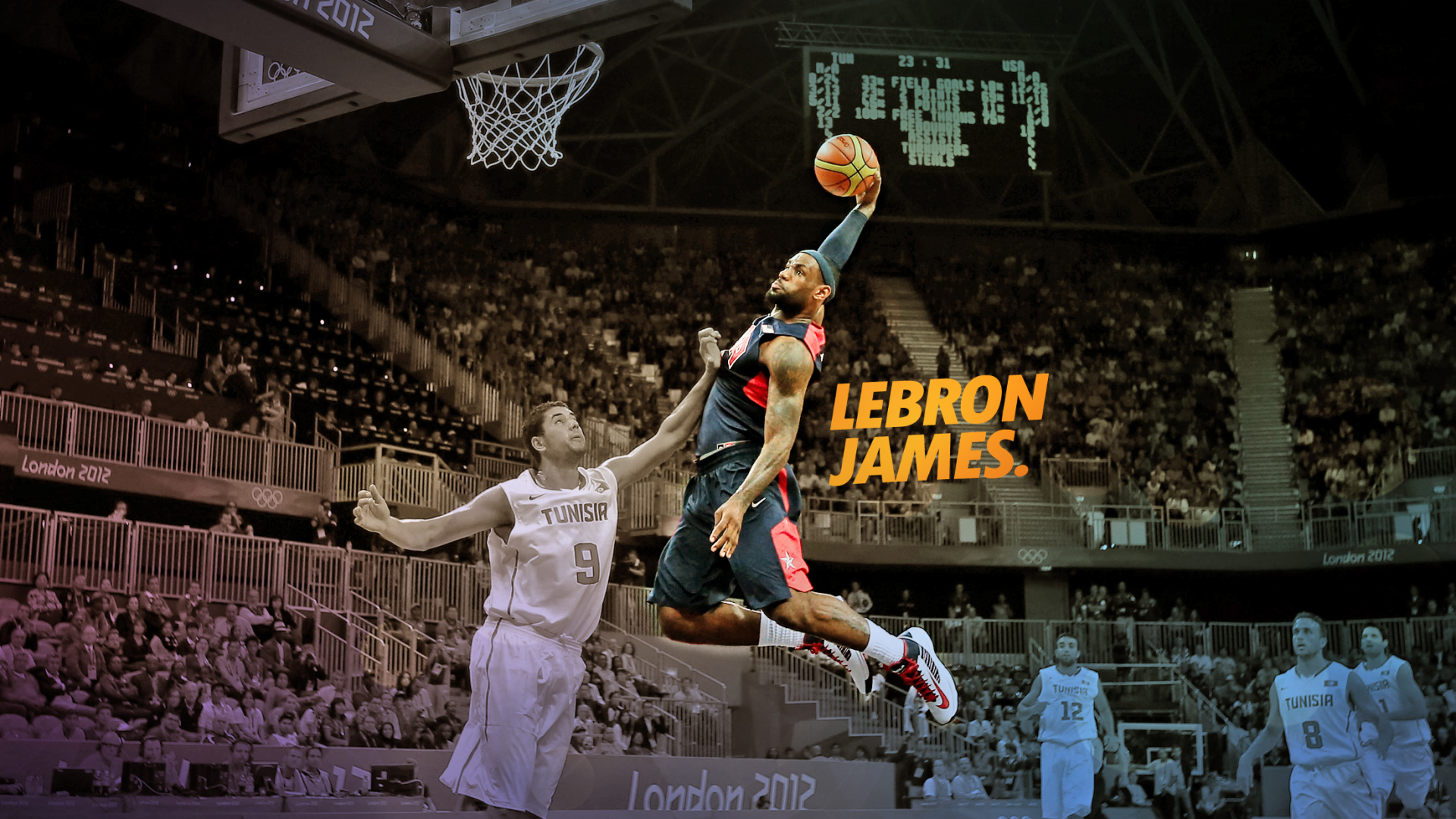 LeBron James Cleveland Cavaliers Basketball Dunks Slam Dunk Poster Wallpaper:1920x1080