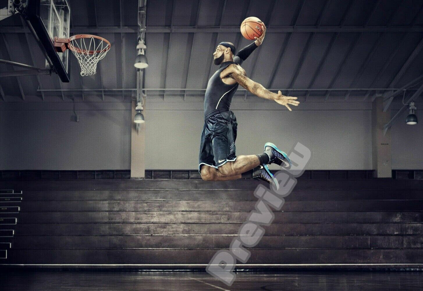 LEBRON JAMES DUNK BASKETBALL SPORT ART Print Poster Wall Picture A4 +
