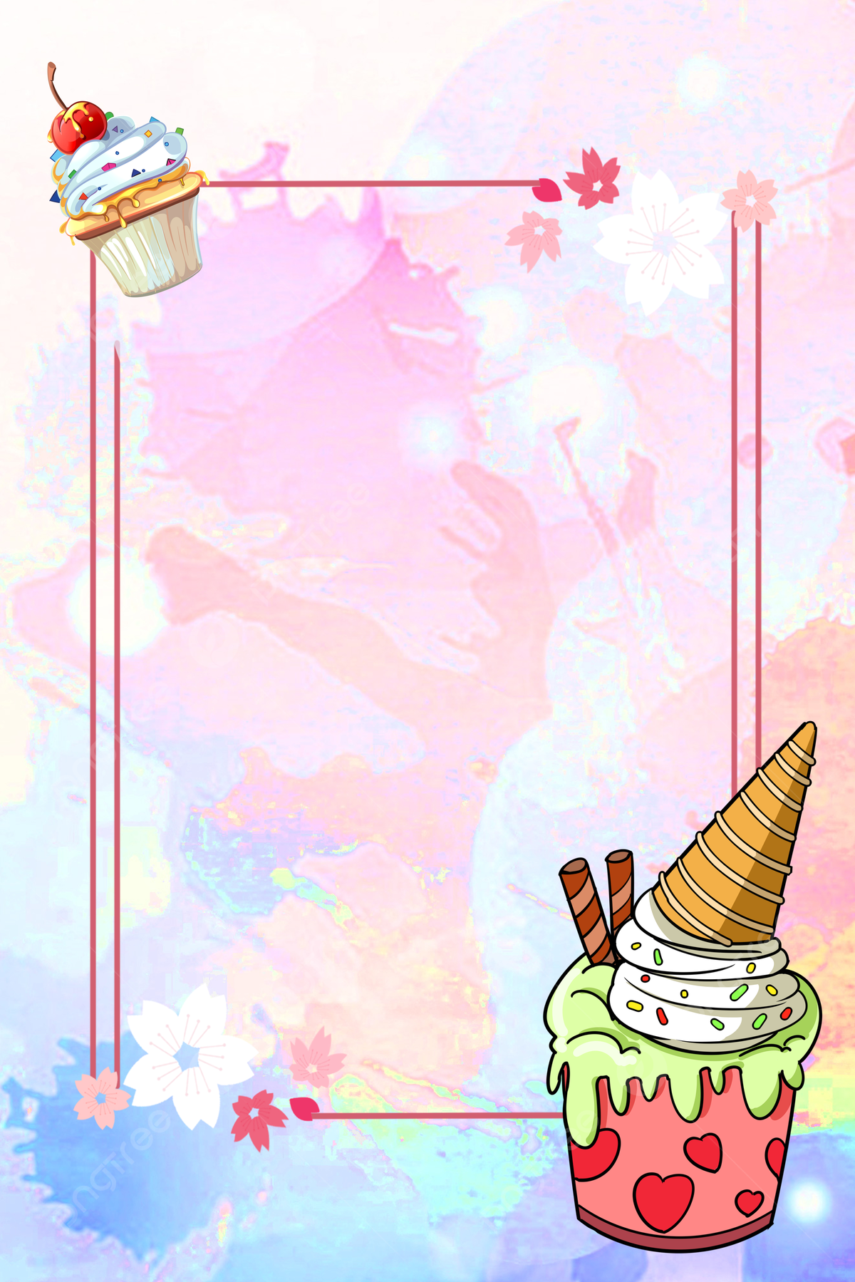 Summer Ice Cream Cone Background Wallpaper Image For Free Download