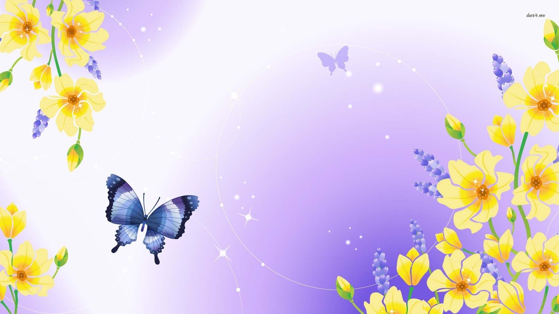 Butterfly And Yellow Flowers HD wallpaper