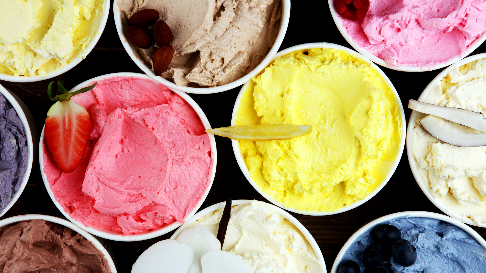 Various of ice cream flavor on rustic background, summer and sweet cold ice cream. Windows 10 Spotlight Image