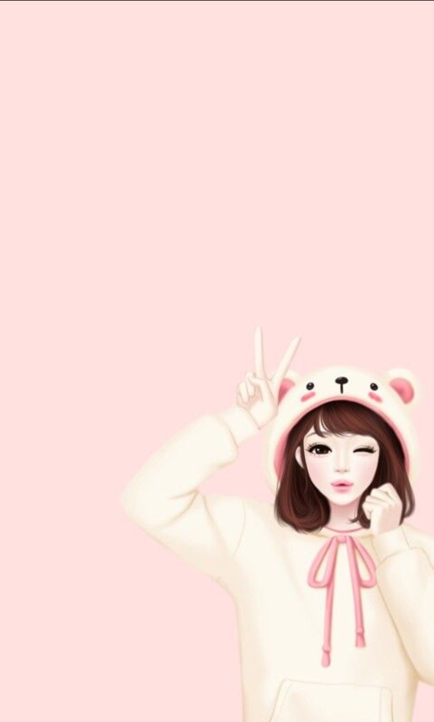 Cute Korean In Bear Hoodie Wallpaper Download