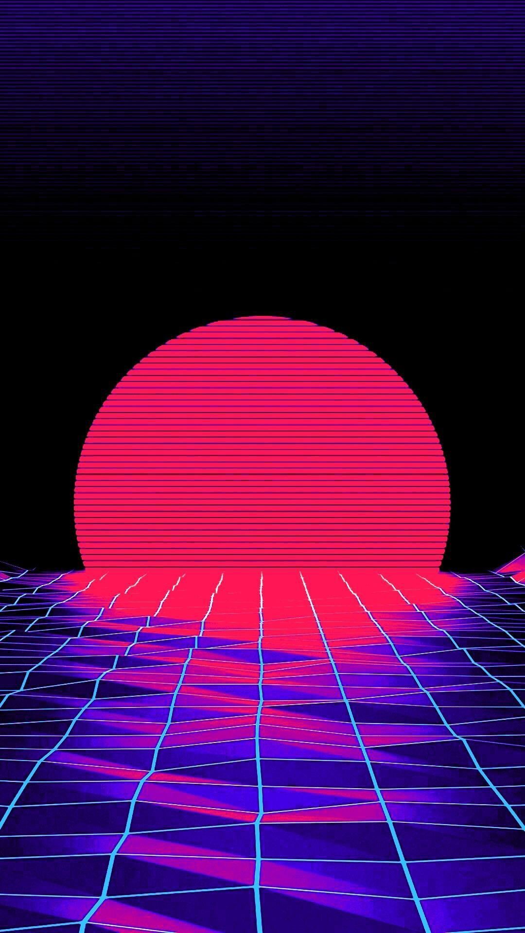 Vaporwave Grid iPhone Wallpaper Free Vaporwave Grid iPhone Background
