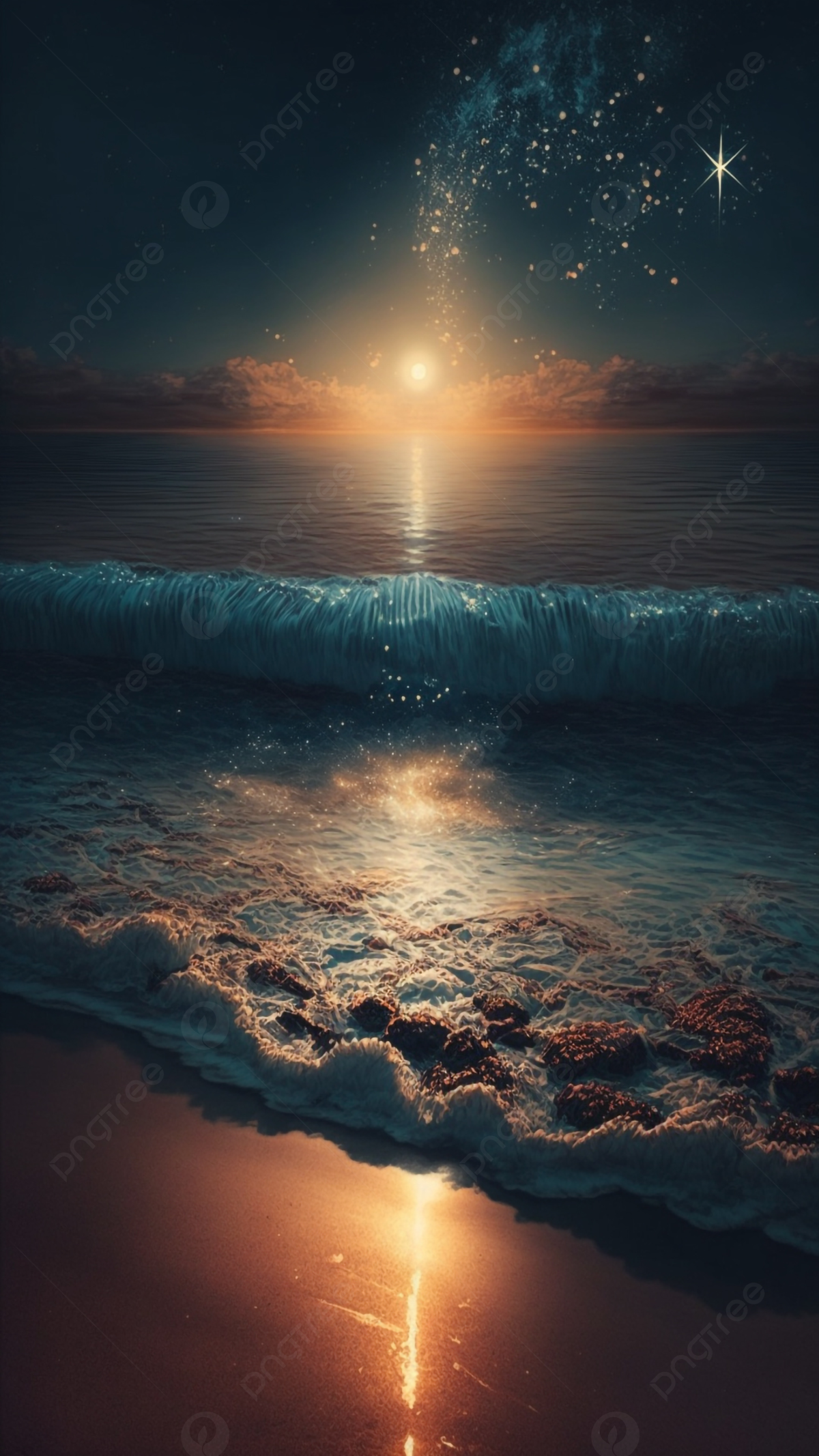 Summer Beach Sunrise Fantasy Background Wallpaper Image For Free Download