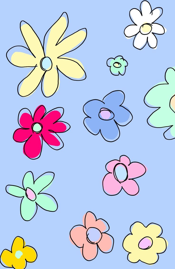 flowers outline wallpaper aesthetic indie soft pastel. Wallpaper doodle, Flower wallpaper, Power wallpaper