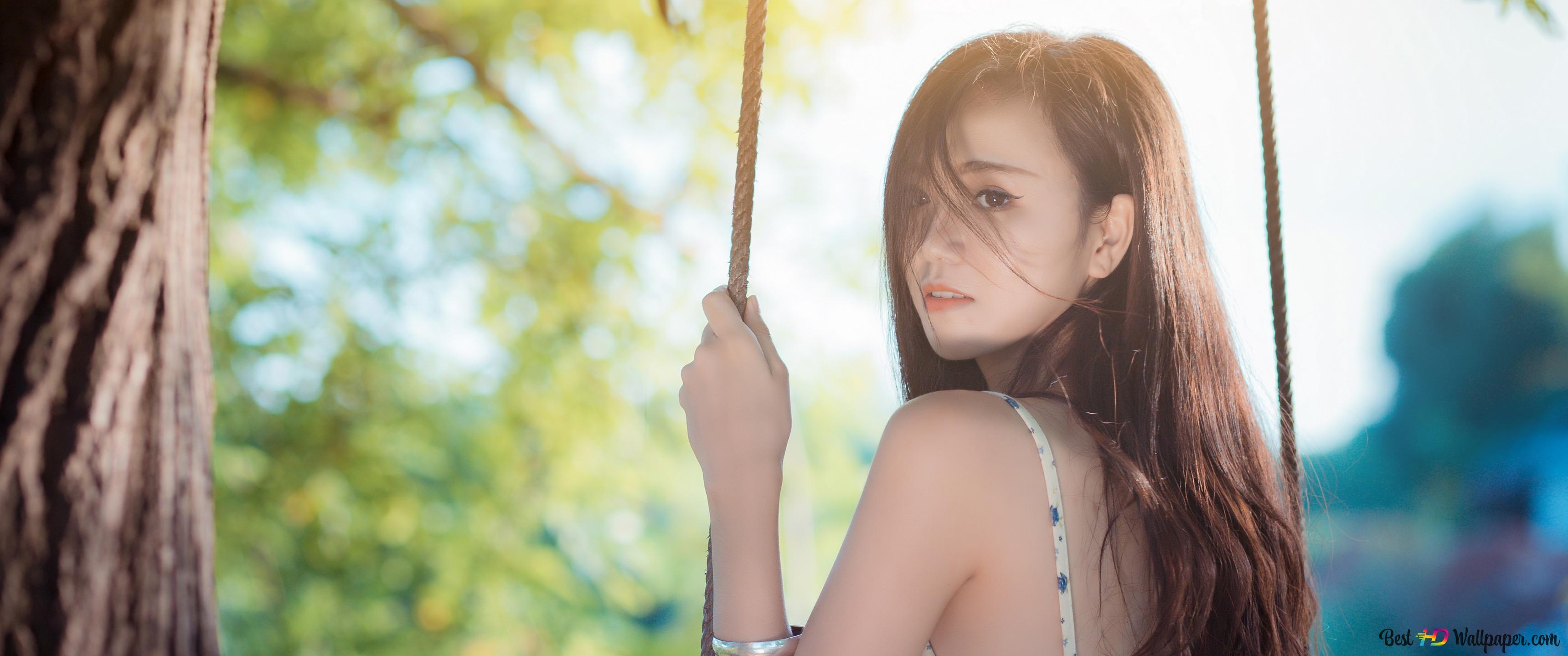 Pretty Asian Girl Side View Photography 4K Wallpaper Download