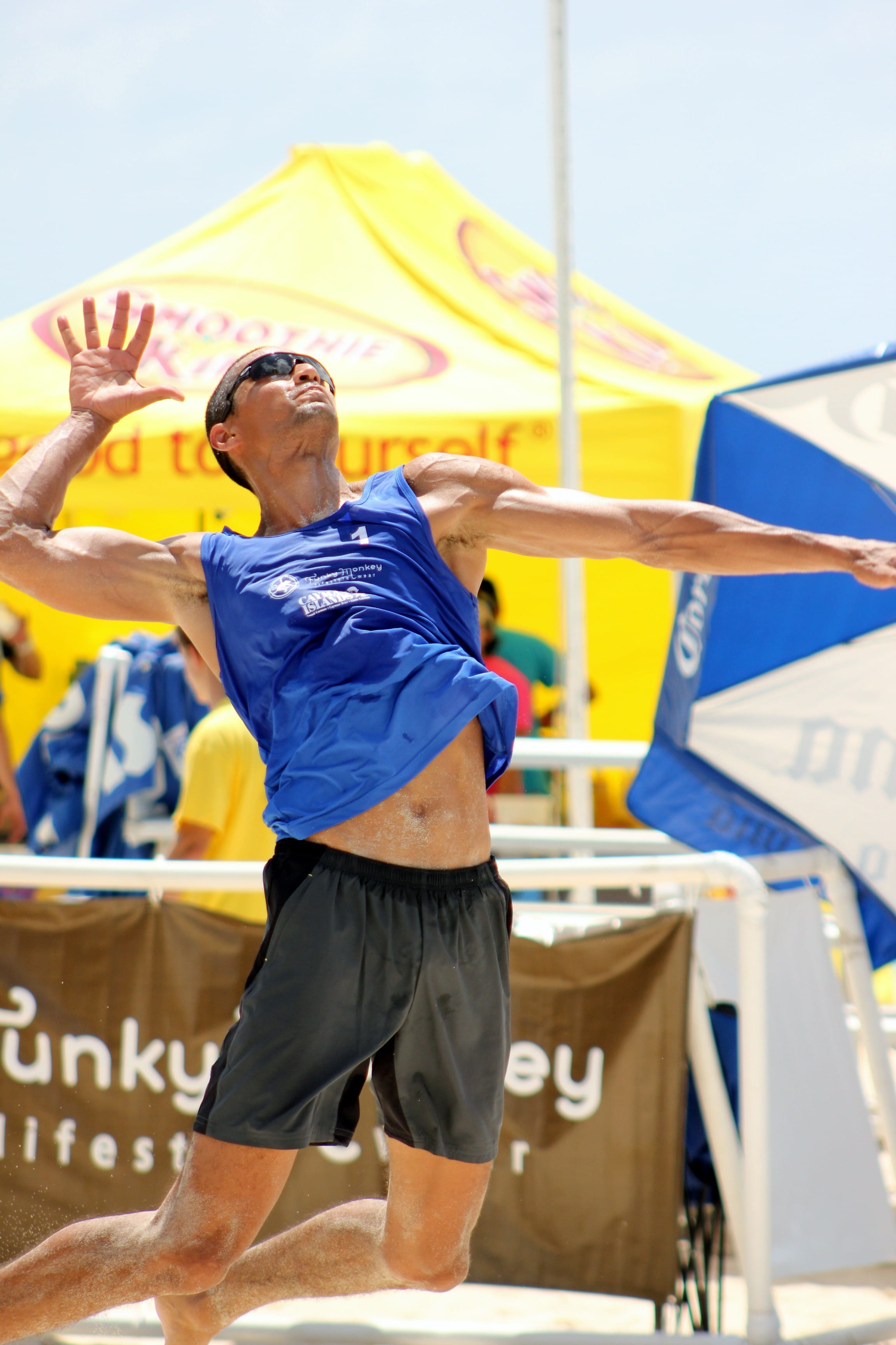 Wallpaper / valleyball, security, men, blue, focus on foreground, occupation, playing, summer, clothing, sport, one person, males, volleyball, holding, sunlight, casual clothing free download