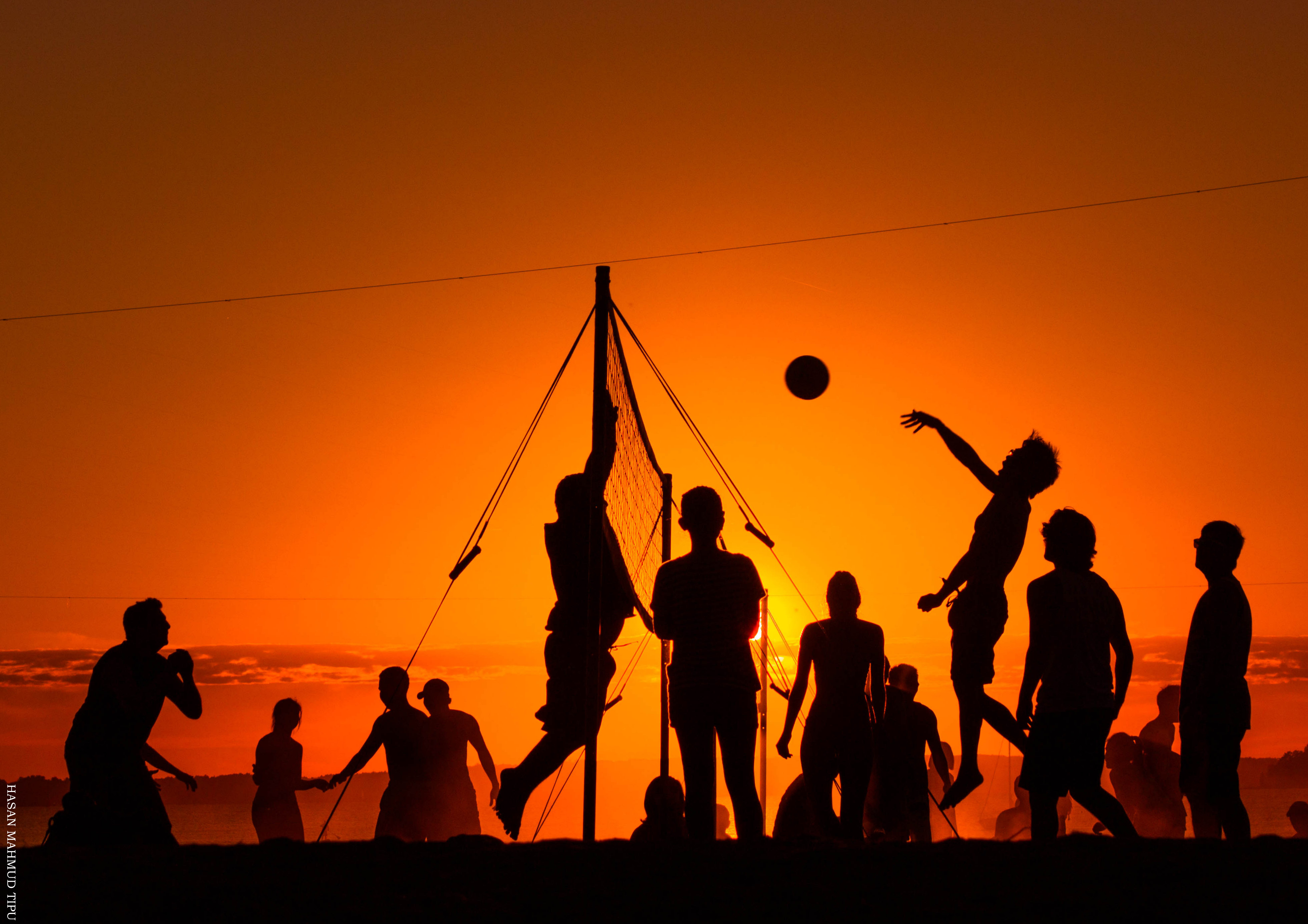 Wallpaper, sports, people, sunset, sky, silhouette, sunrise, evening, Canada, summer, volleyball, fun, recreation 3922x2772