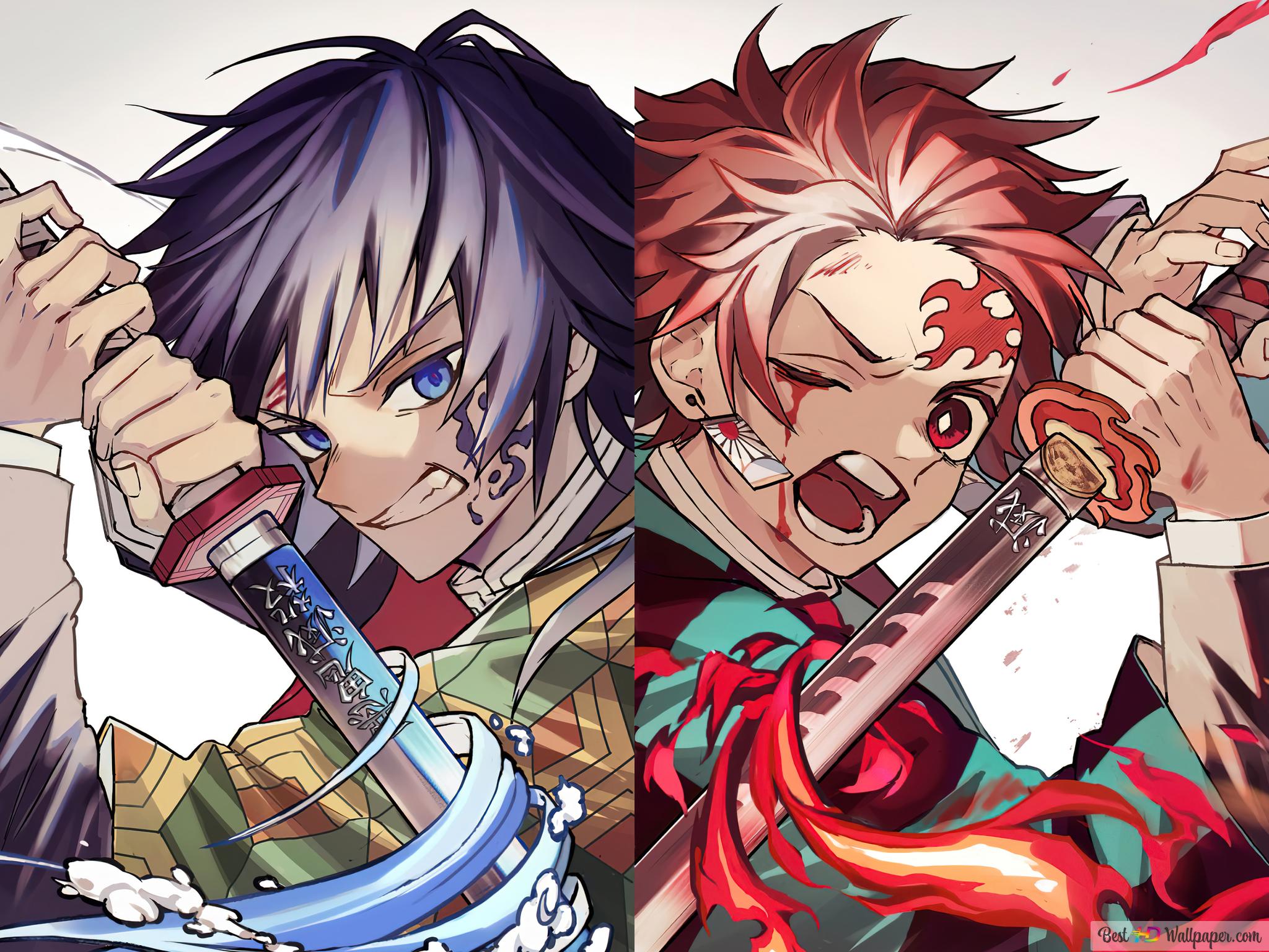 Demon Slayer Tomioka & Tanjiro Kamado 4K wallpaper download