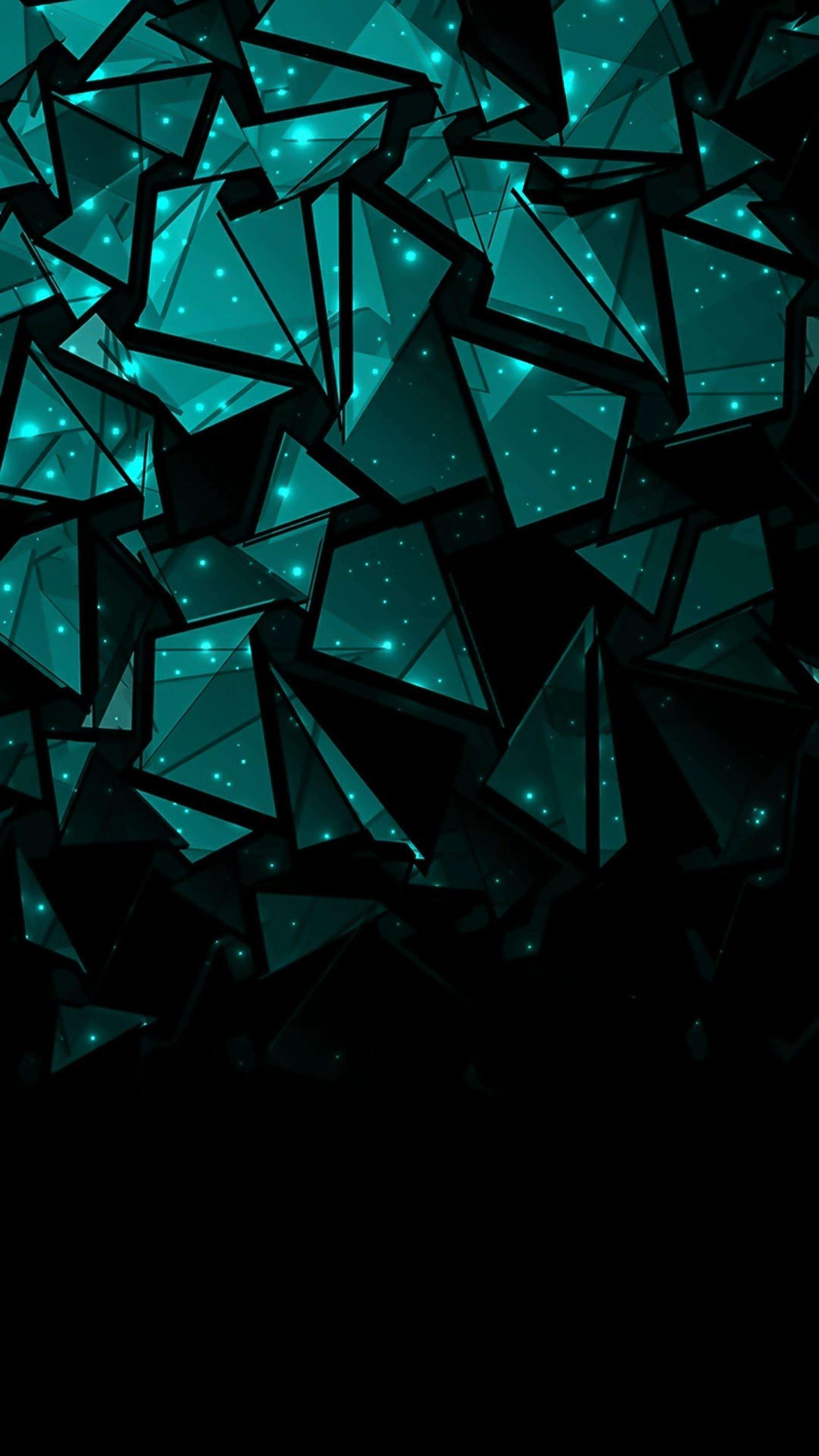 Black & Sea Green Abstract Shapes 4K Phone Wallpaper