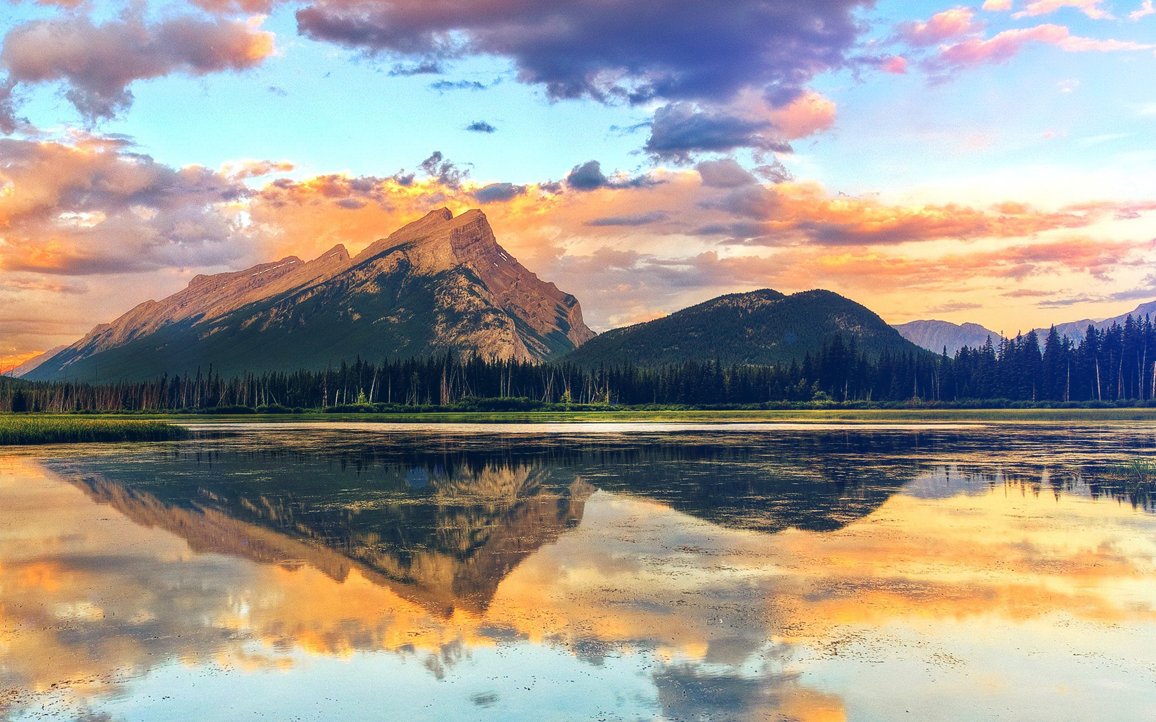 Mountain Lake Sunset Nature Summer