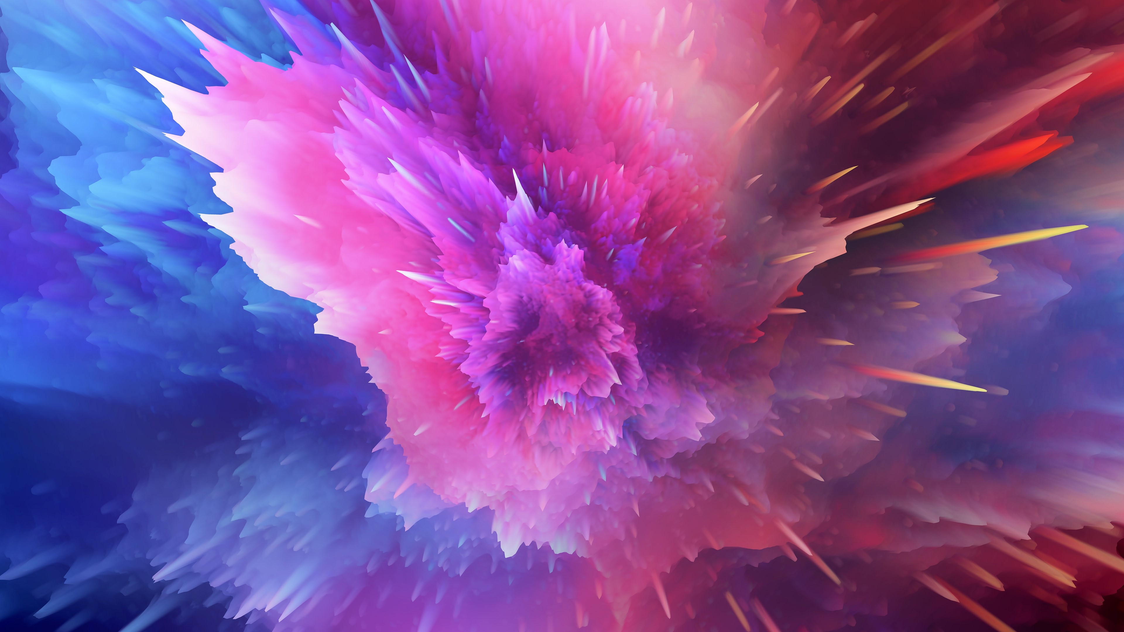 4K, pink, blue, red, Color Burst, abstract Gallery HD Wallpaper