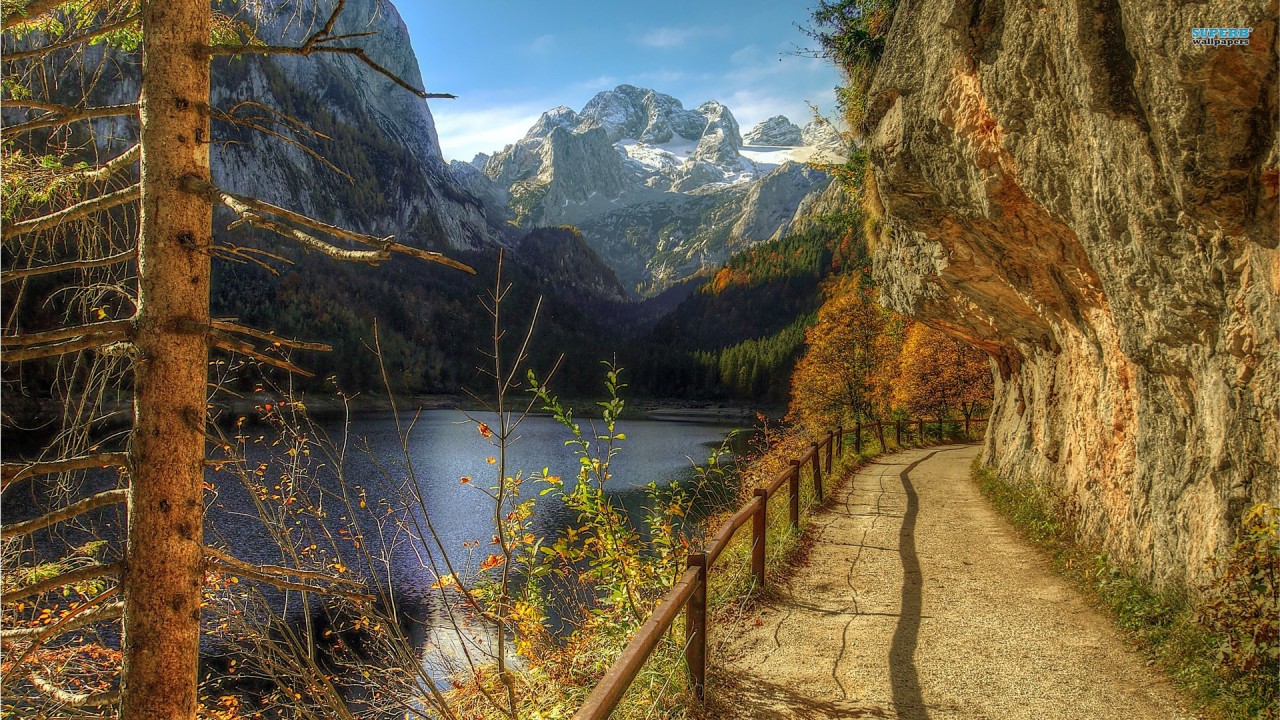 Mountain road, lake, summer, nature wallpaper. Mountain road, lake, summer, nature