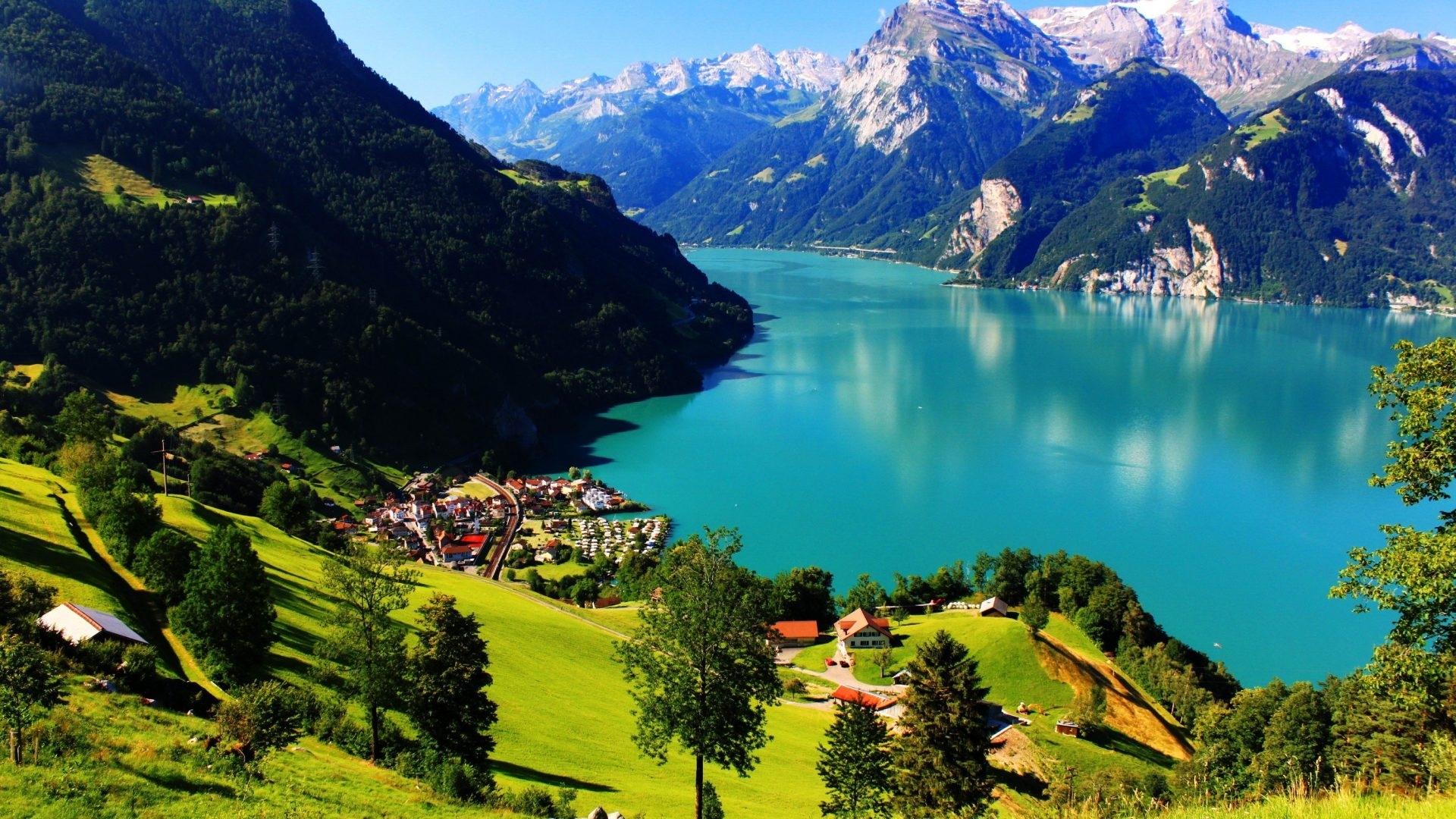 Wallpaper / pretty, summer, mountain, nature, clear, water, countryside, view, lake, hill free download