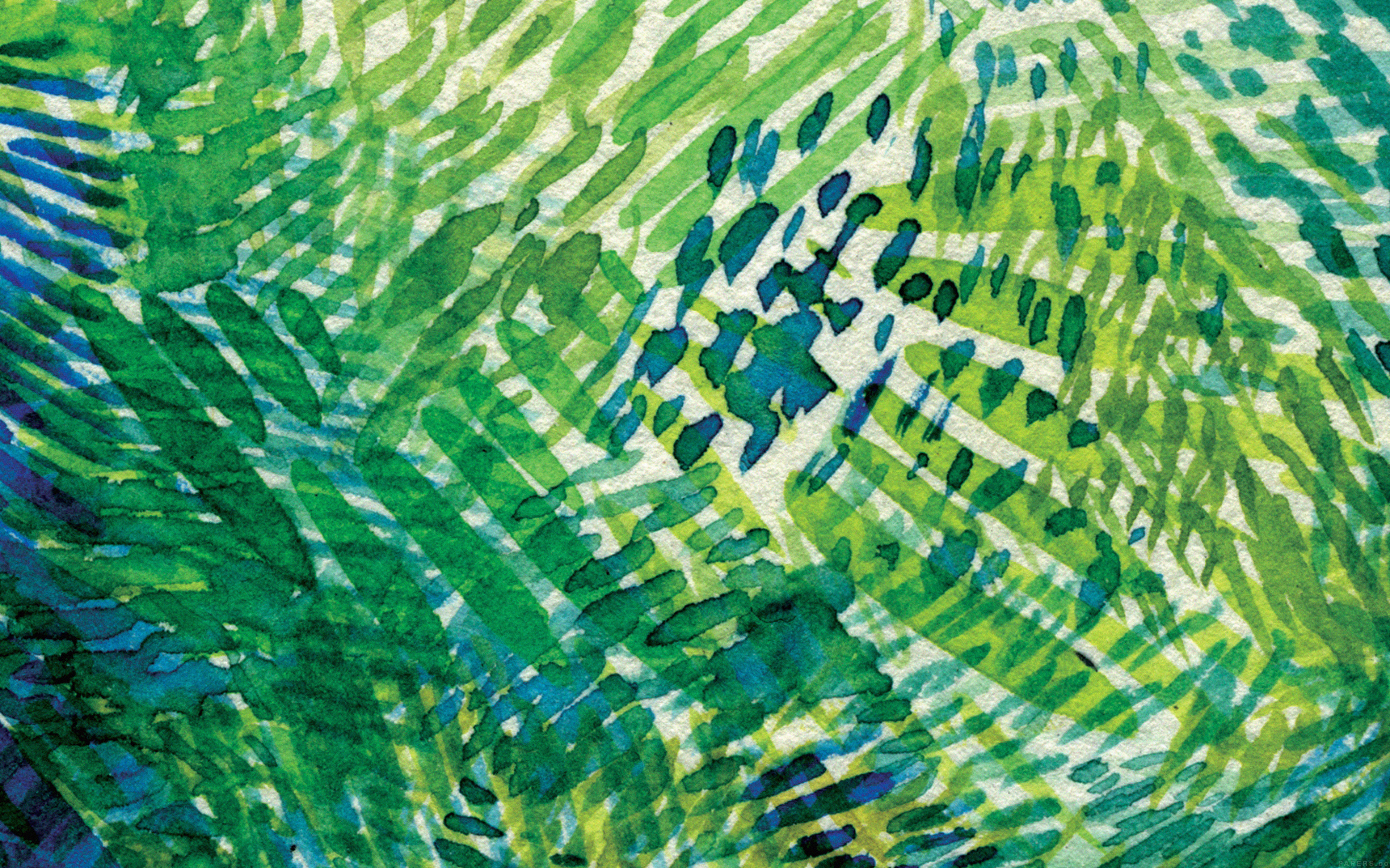 Spring Art Green Blue Watercolor