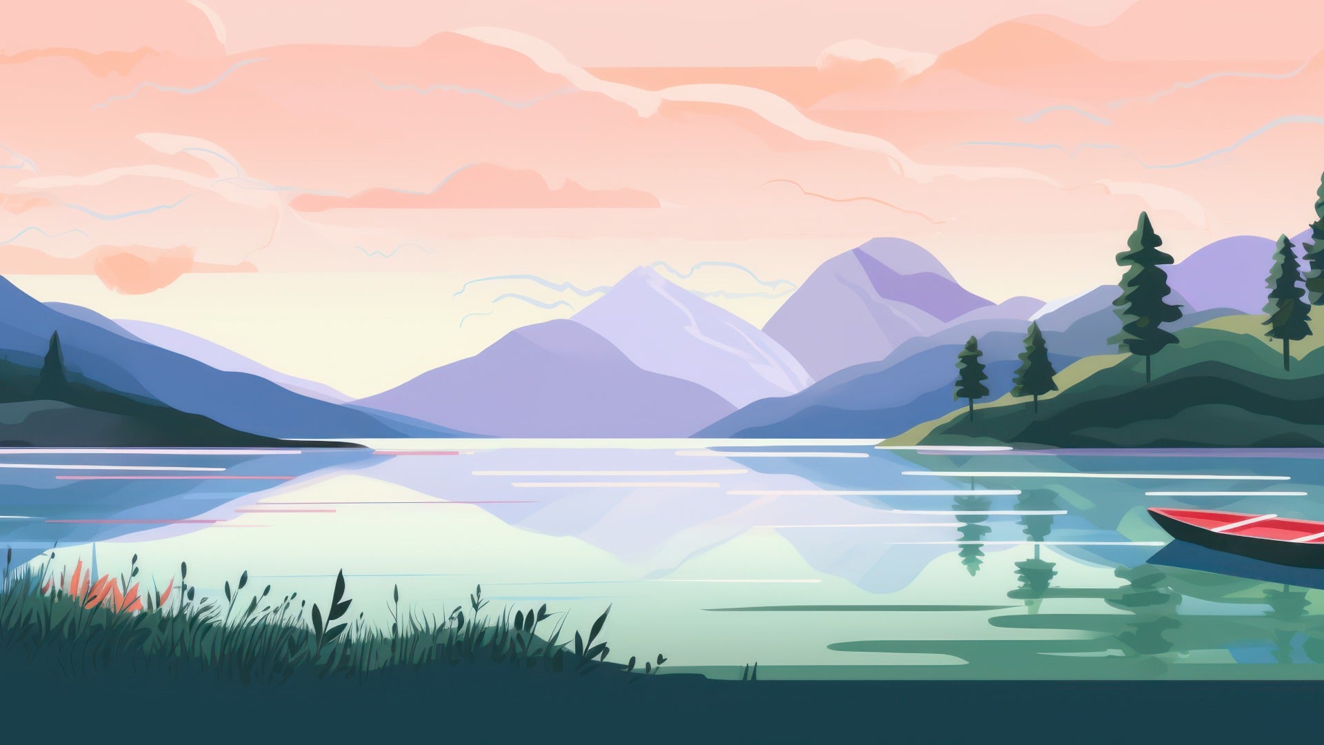 Summer Lake Illustration [1920x1080]