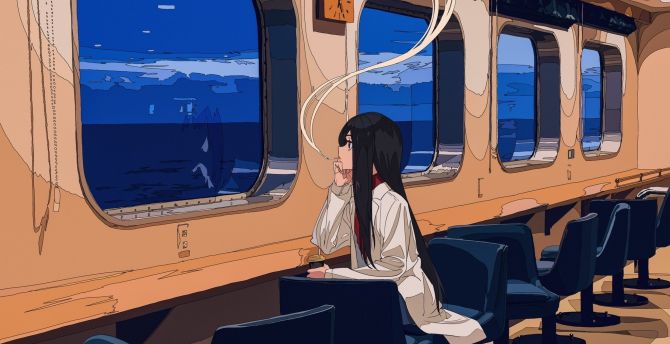 Wallpaper travel, train, anime girl desktop wallpaper, HD image, picture, background, be908e