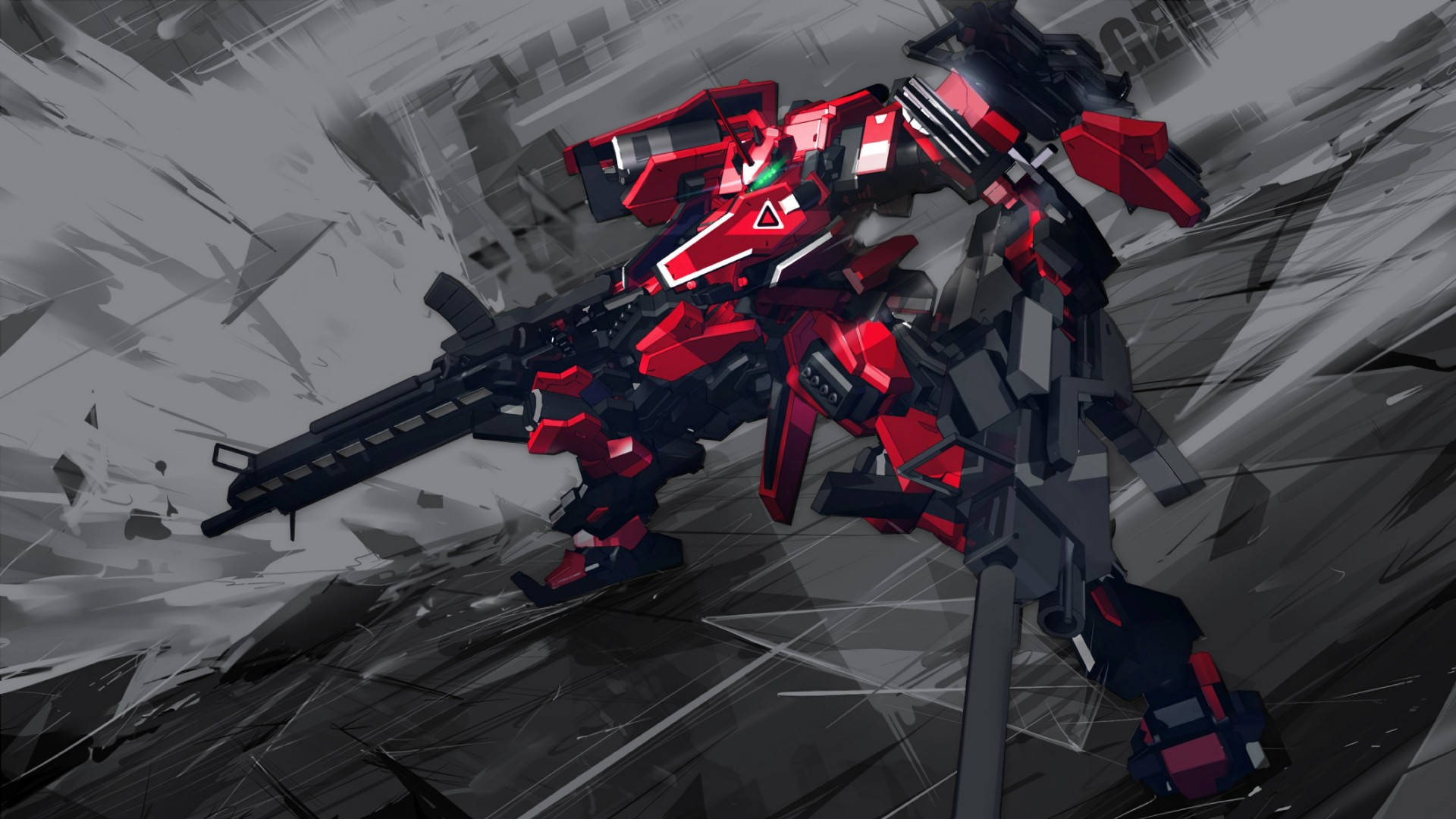 Download Digital Painting Red Modified Robot Wallpaper