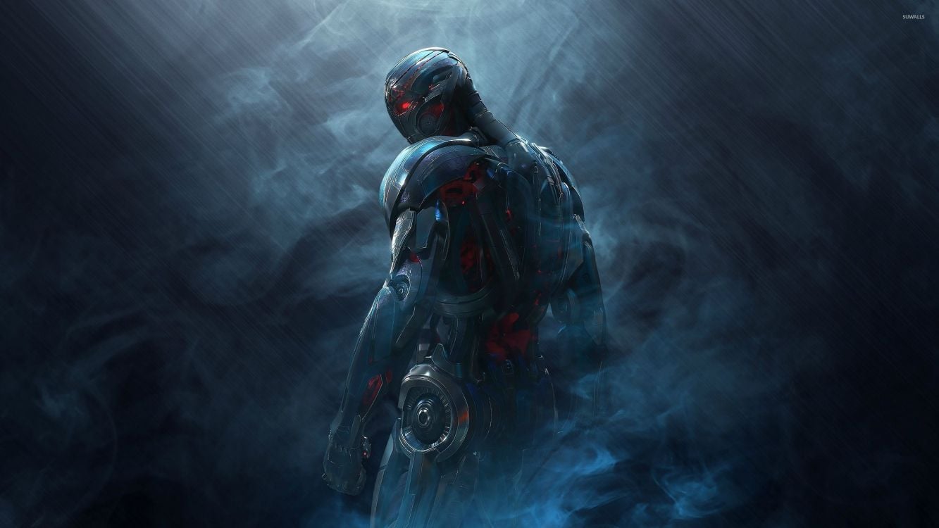 Wallpaper Black and Red Robot in Water, Background Free Image