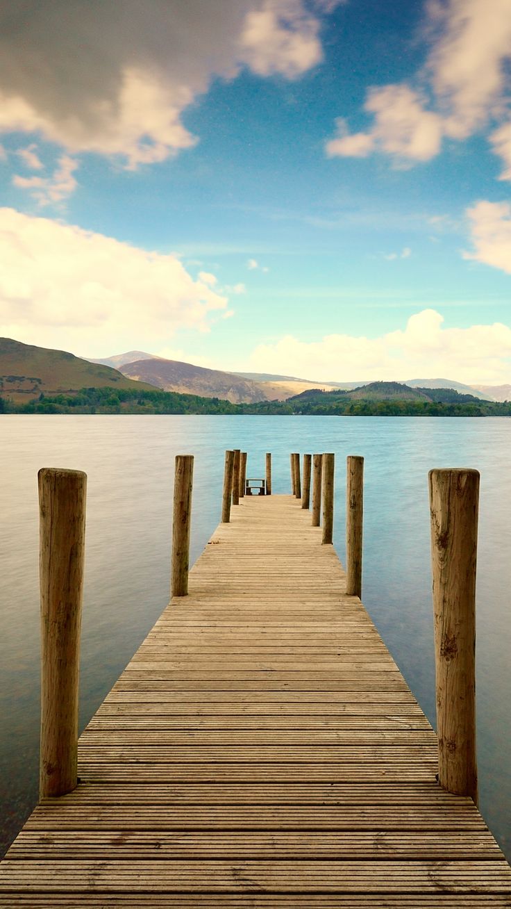 Pier River Mountain Distance Sky #iPhone #plus #Wallpaper. Nature iphone wallpaper, Skyscape, iPhone 5s wallpaper