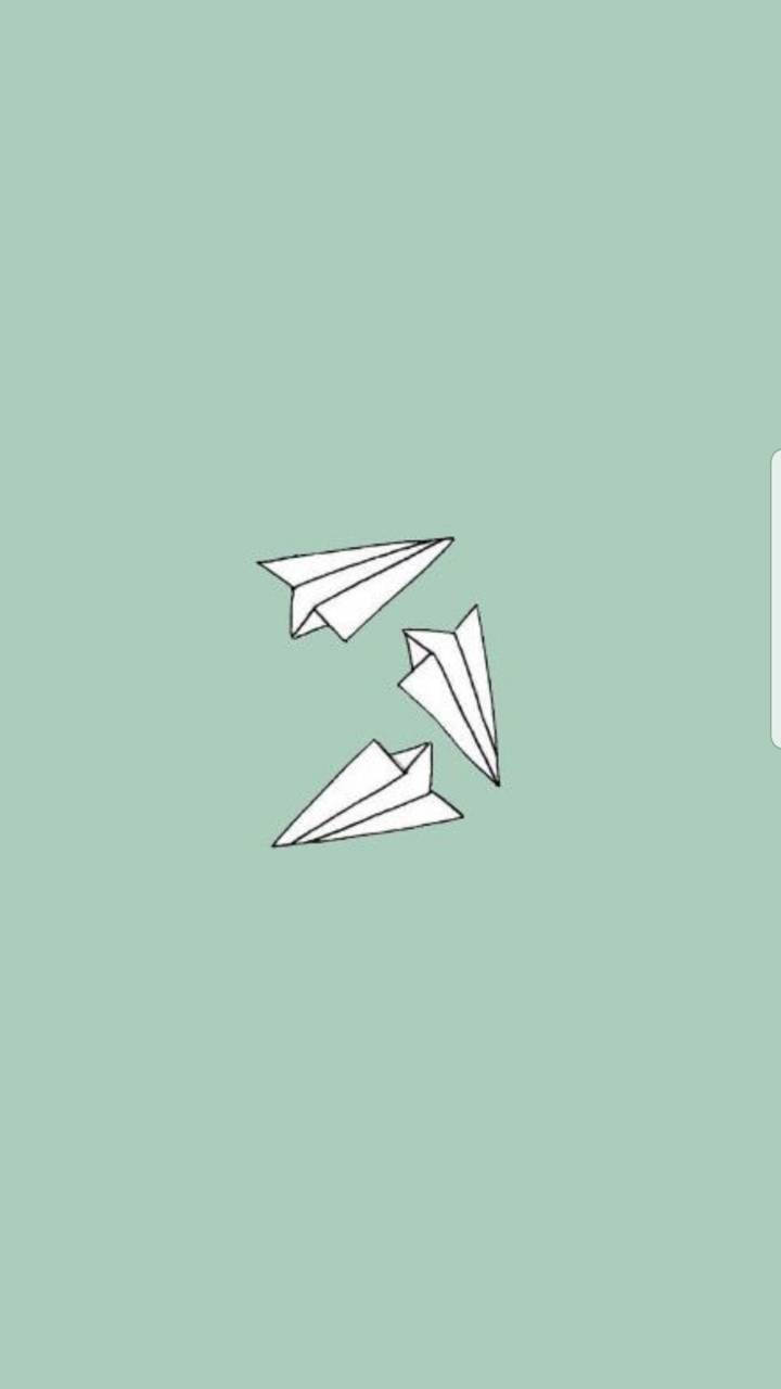 Download Mint Green Aesthetic Paper Planes Wallpaper