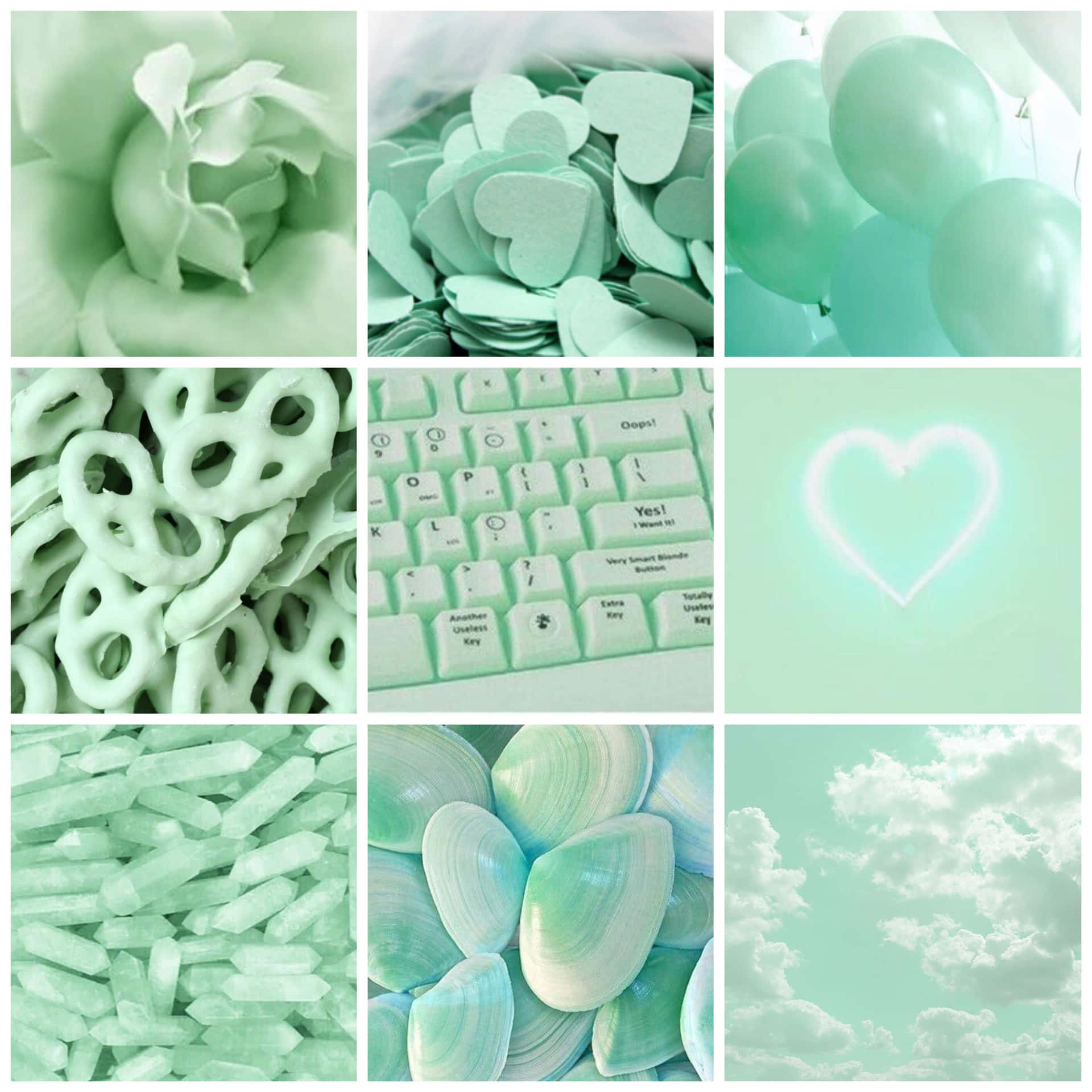 Download Collage Cute Mint Green Aesthetic Wallpaper