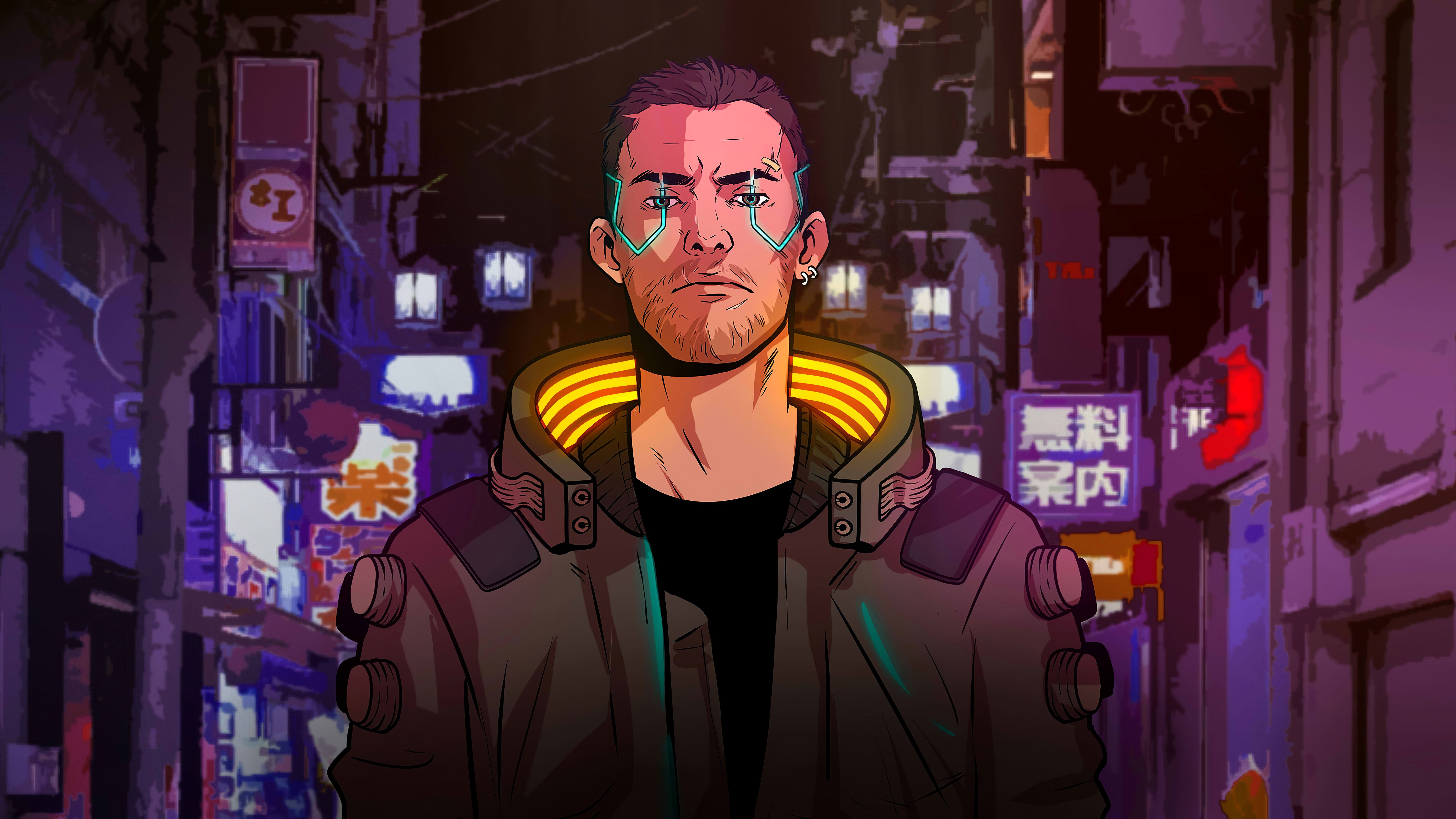 digital art #artwork video games #cyberpunk Cyberpunk 2077 #V #men science fiction frontal view K #wallpaper. Cyberpunk Cyberpunk character, Cyberpunk art