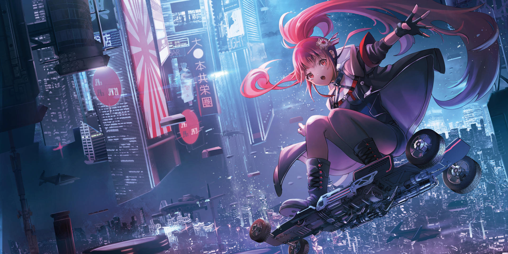 Cyberpunk anime city by GUSTLER