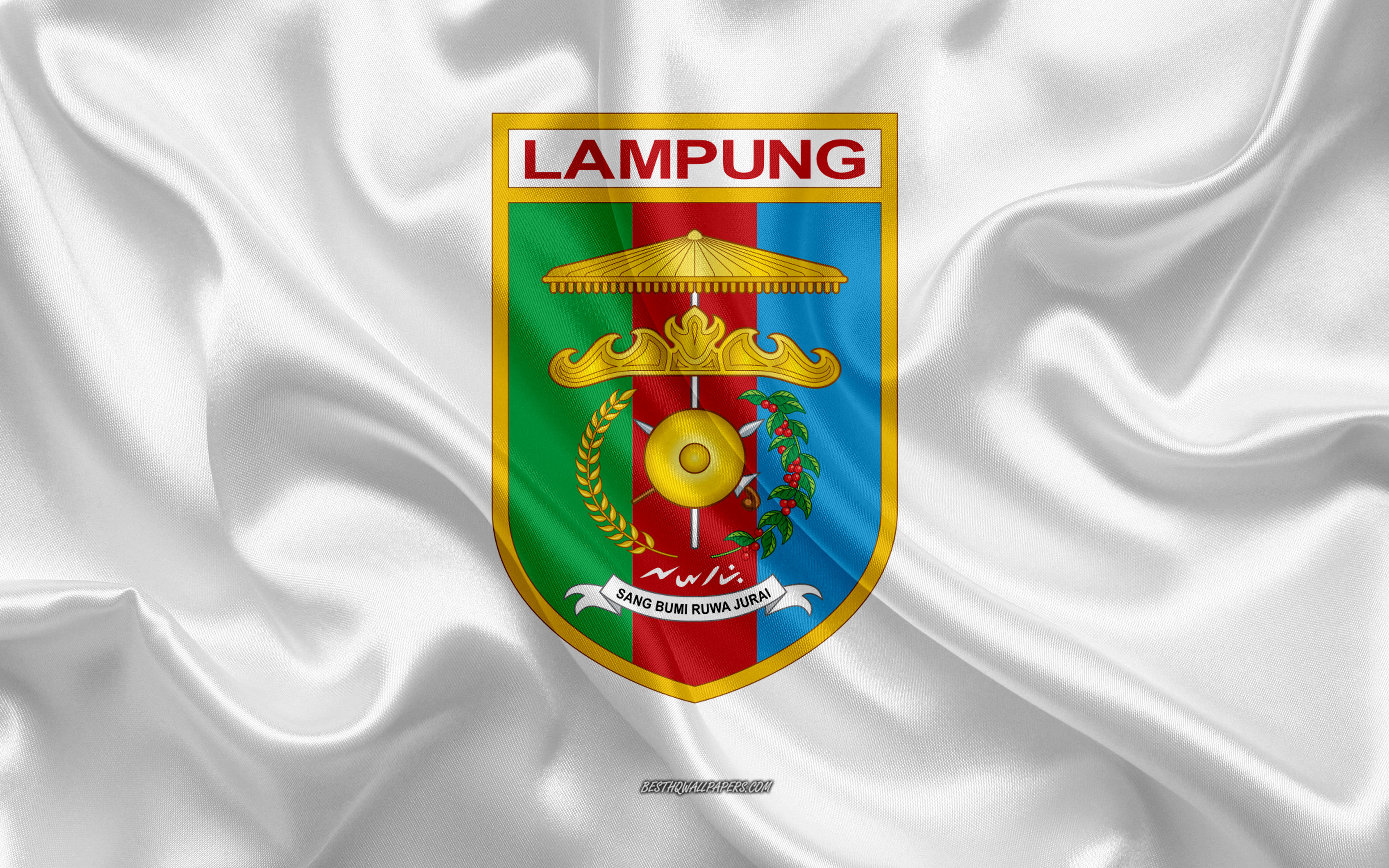 Download wallpaper Flag of Lampung, 4k, silk flag, province of Indonesia, silk texture, Lampung flag, Indonesia, Lampung Province for desktop with resolution 3840x2400. High Quality HD picture wallpaper