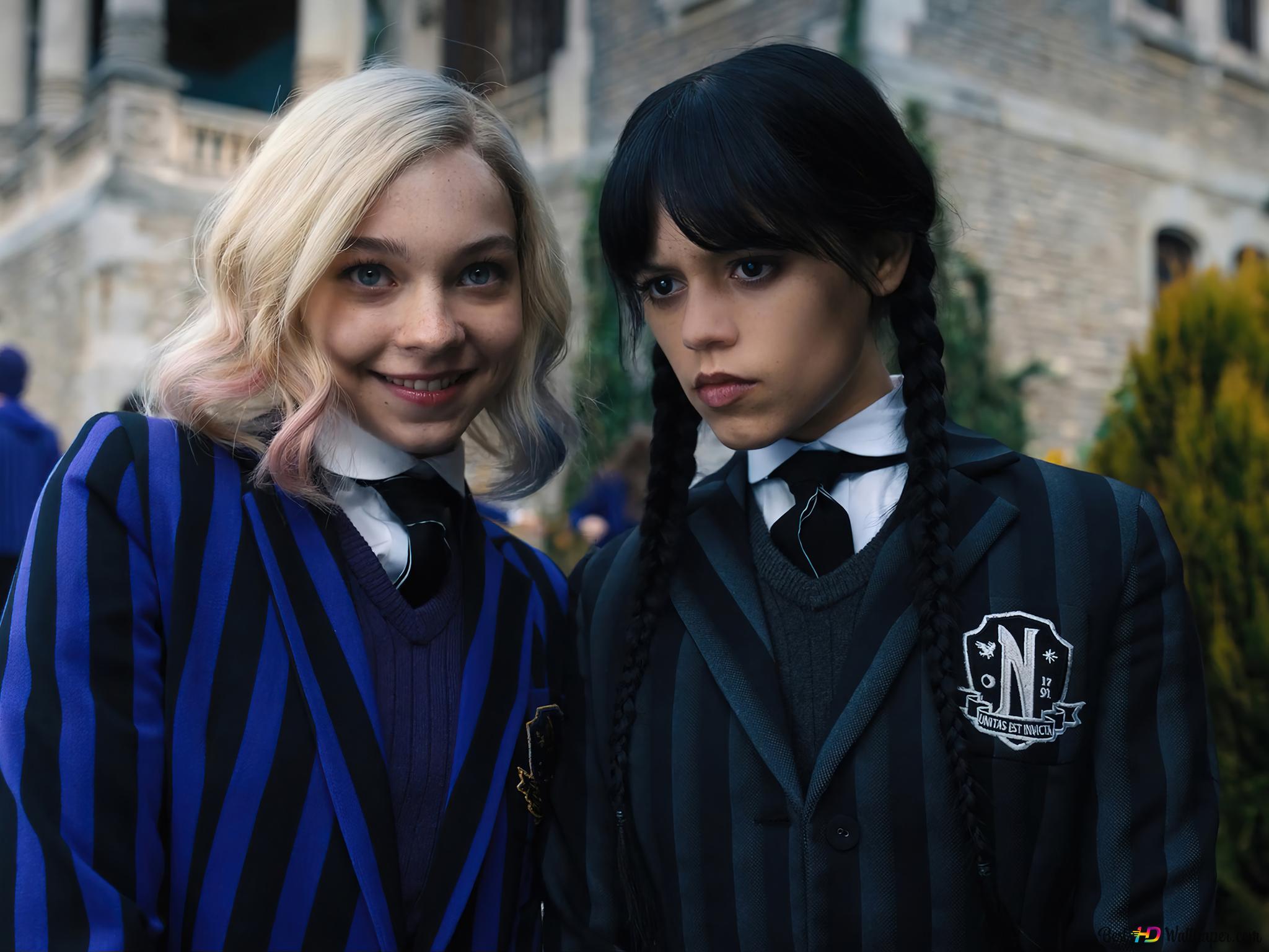 Enid Sinclair and Wednesday Addams from Wednesday 4K wallpaper download
