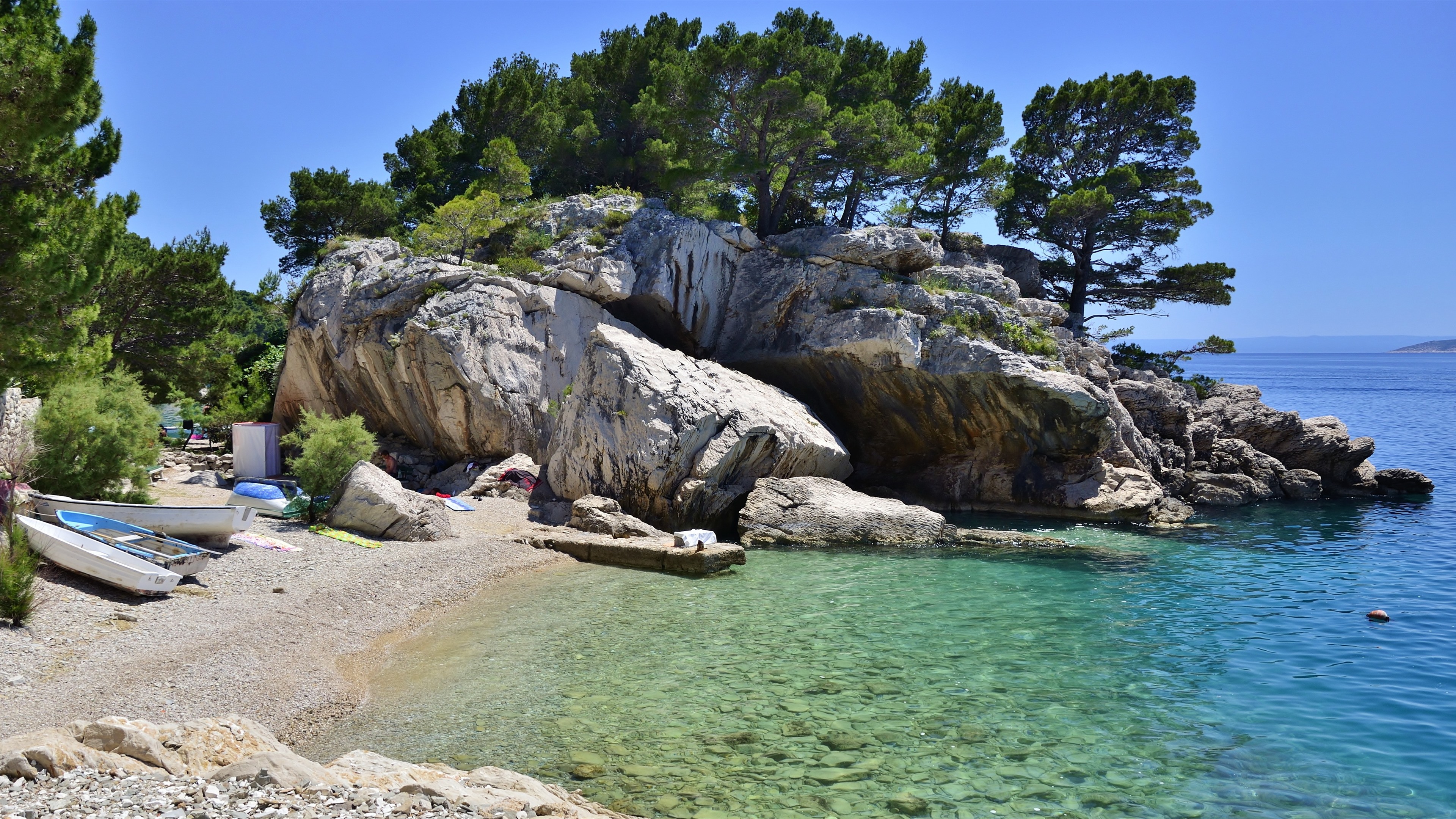 Wallpaper Croatia, beach, rocks, trees, sea 3840x2160 UHD 4K Picture, Image