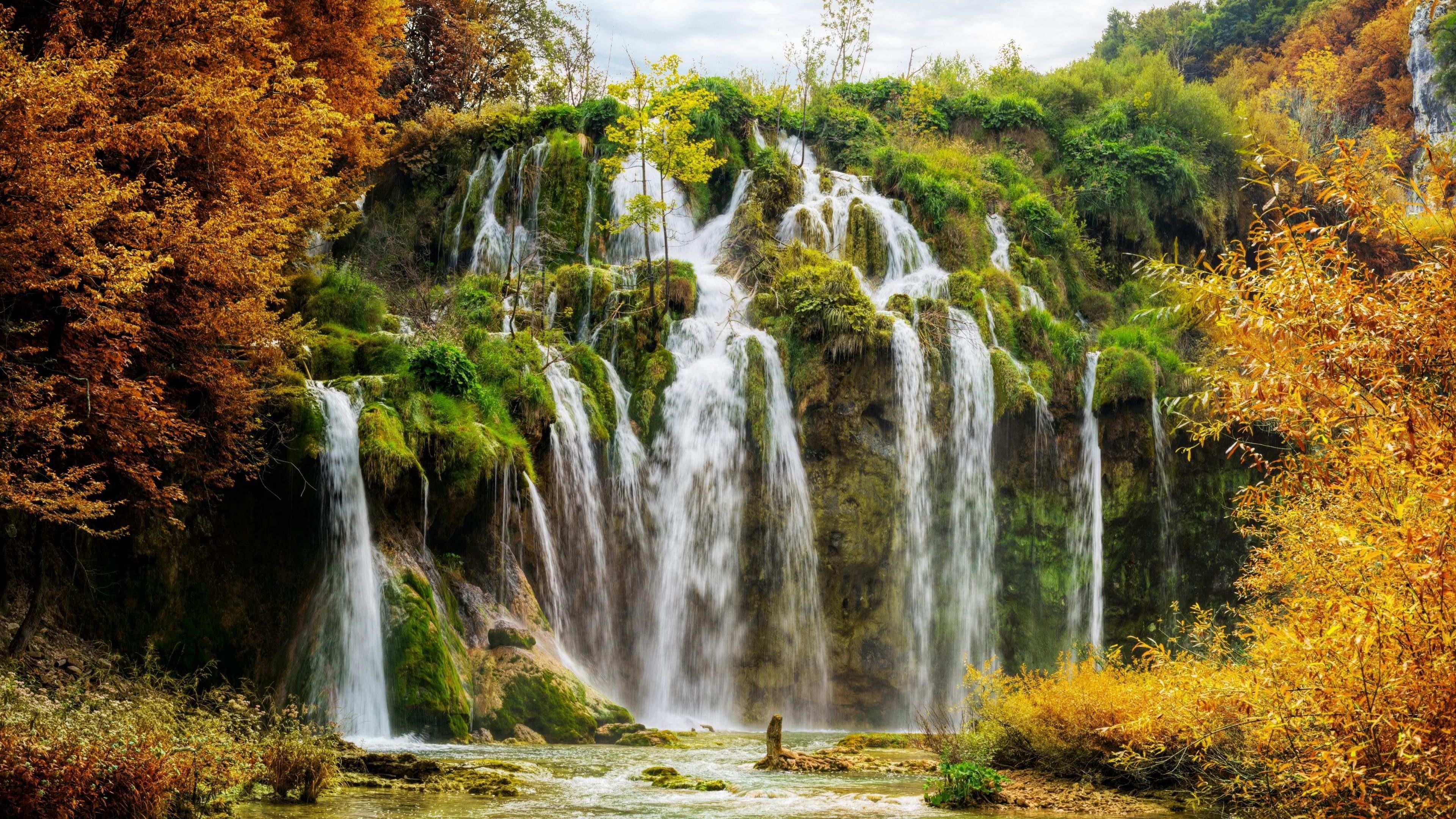 national park #waterfall #croatia plitvice lakes #plitvice #europe #scenery #autumn #waterfalls K #wallpaper #hdwall. Chute d'eau, Fond d'écran cascade, Croatie