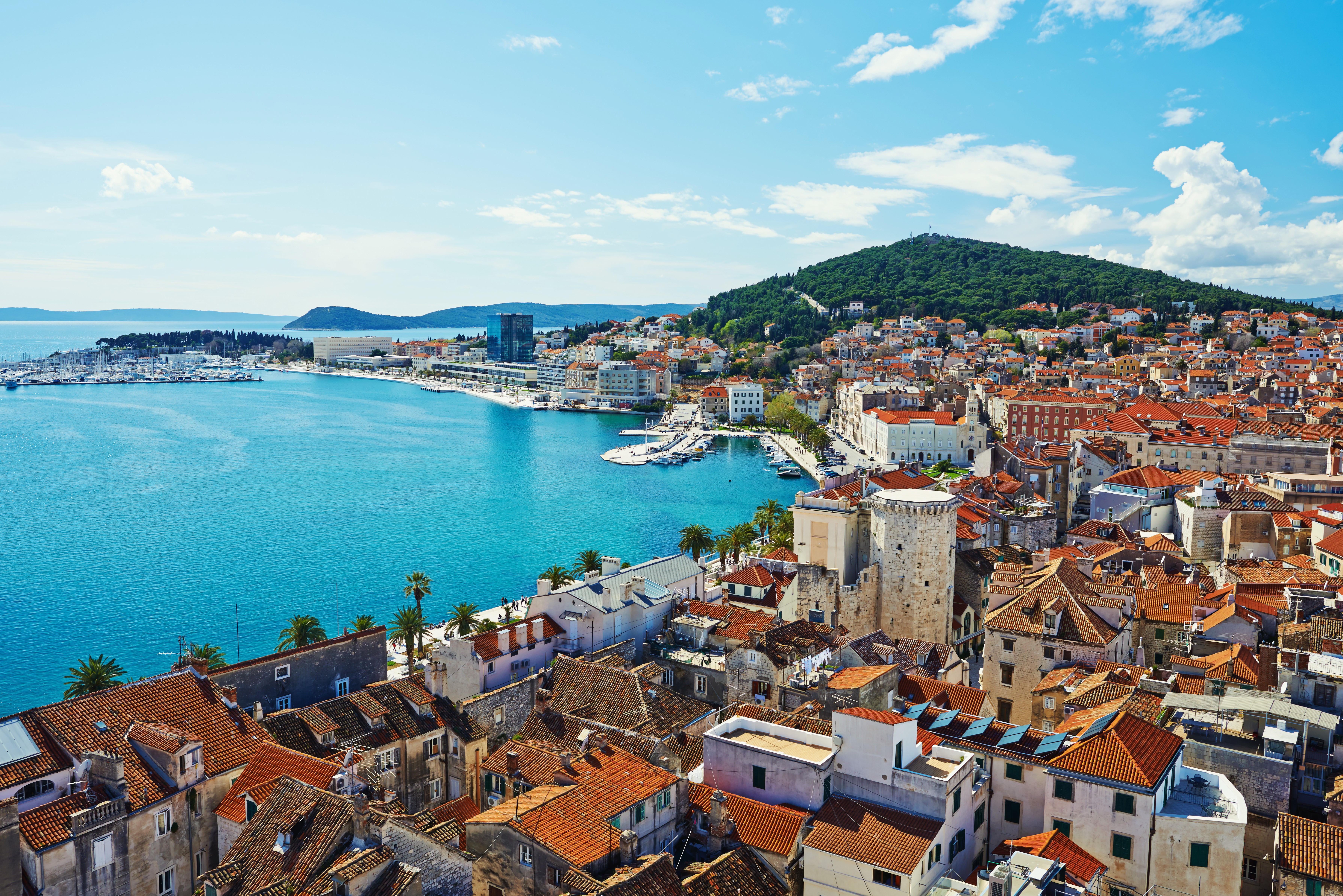 4K, 5K, 6K, 7K, Croatia, Houses, Sea, Marinas, City of Split Gallery HD Wallpaper