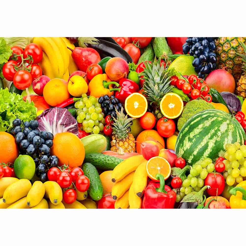 Allenjoy Wallpaper Backdrop Natural Delicious Bright Fruit Vegetables Colors Summer Fruity Party Photocall Camera Background