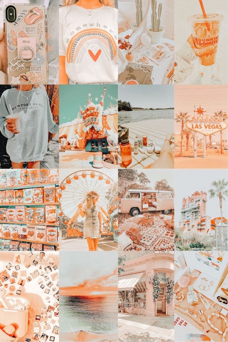 Peachy Aesthetic Collage Peachy Wall Collage Kit Soft Peach. Cute summer wallpaper, Cute tumblr wallpaper, Summer wallpaper