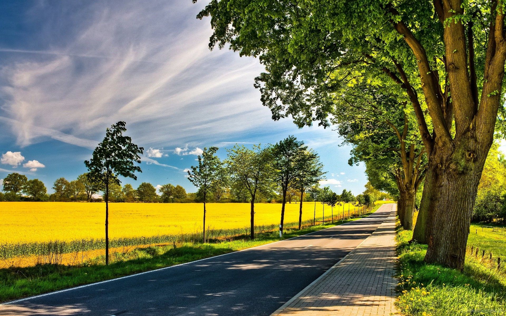 Countryside road wallpaper. Summer landscape, Landscape wallpaper, Night landscape