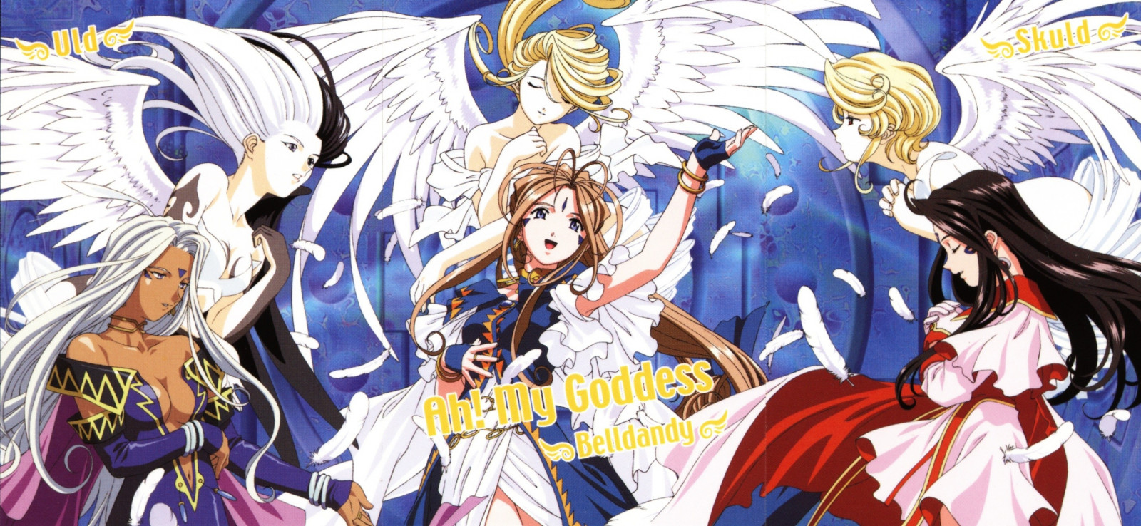 Wallpaper, anime girls, Ah My Goddess, Skuld, Belldandy, Urd, mangaka, comic book 2866x1322