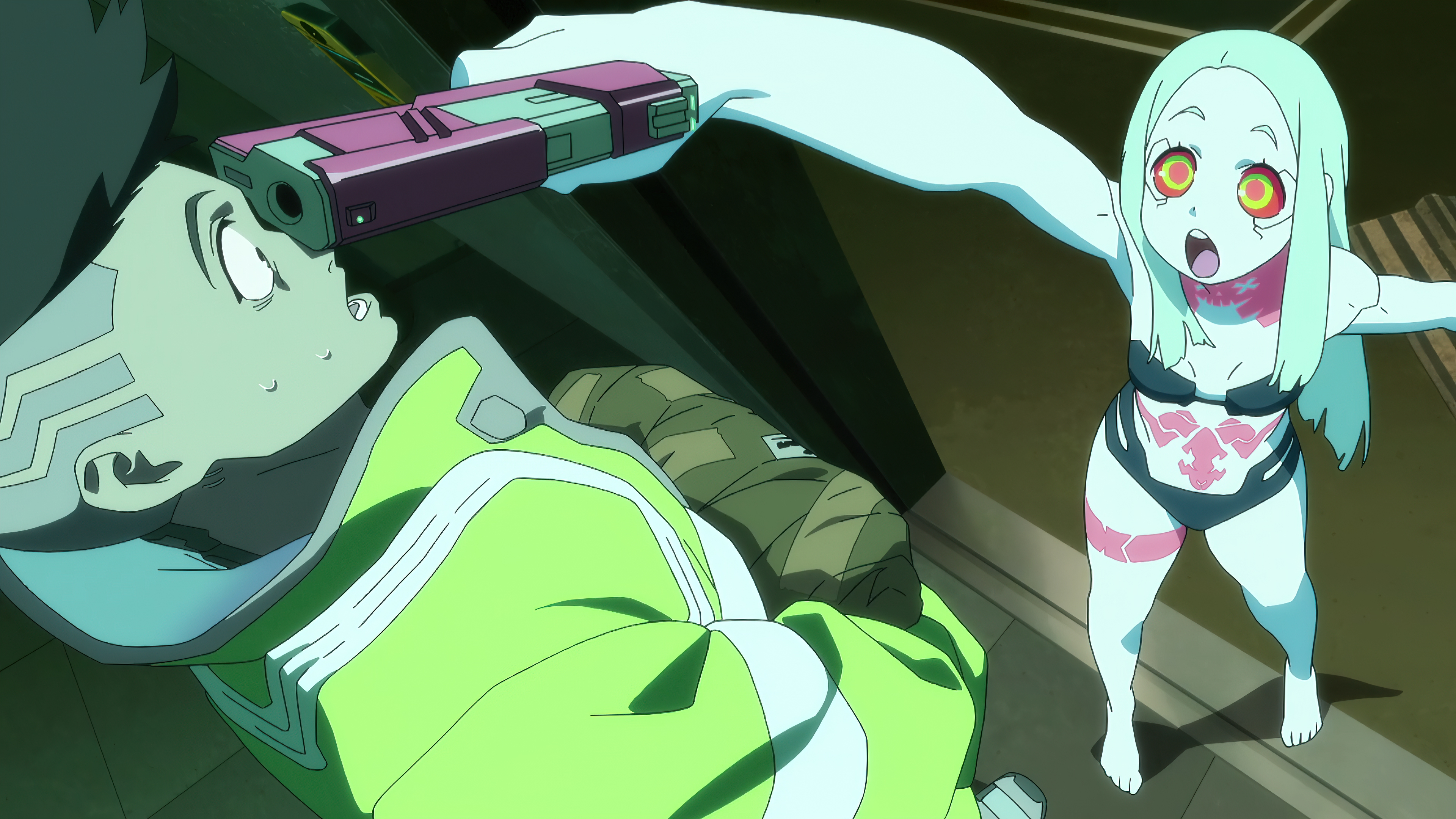 Wallpaper, Cyberpunk edgerunners, 4k, Anime screenshot, anime girls, anime boys, gun, girls with guns 3840x2160