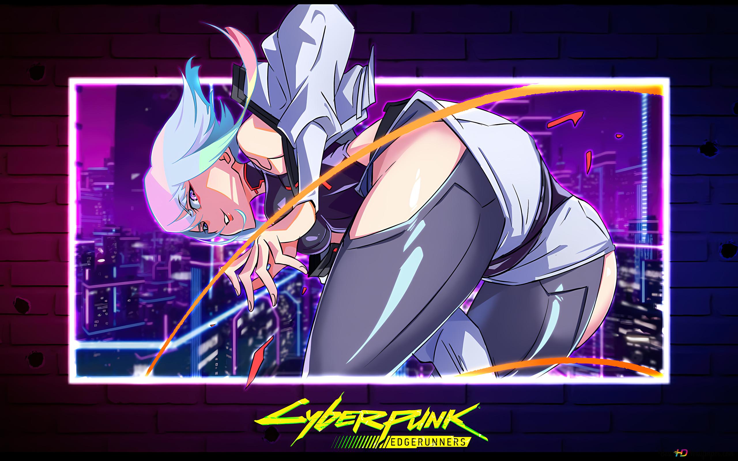 Lucy background: Edgerunners anime art 4K wallpaper download