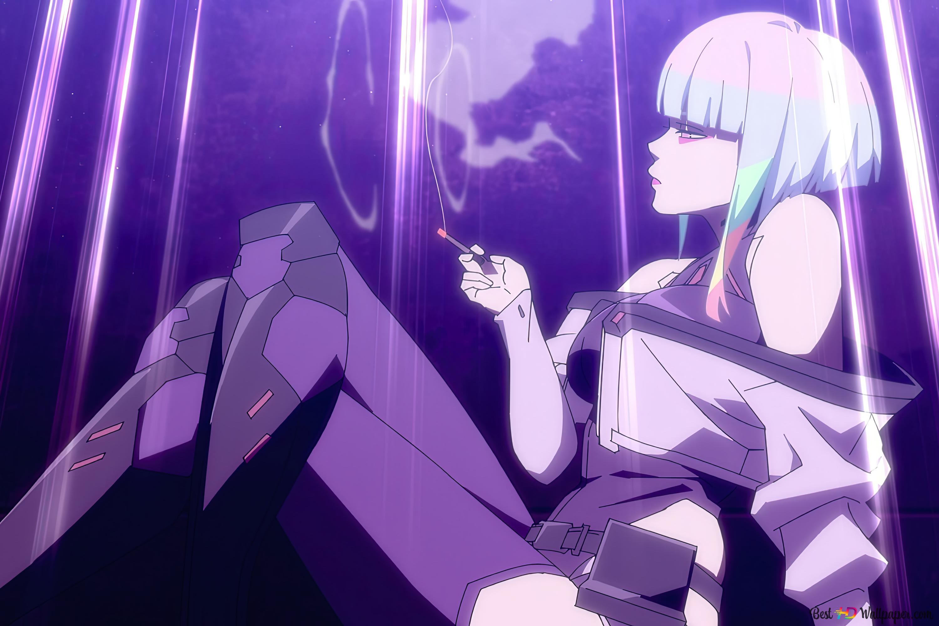 Lucy smoking from Cyberpunk: Edgerunners netflix anime series 4K wallpaper download