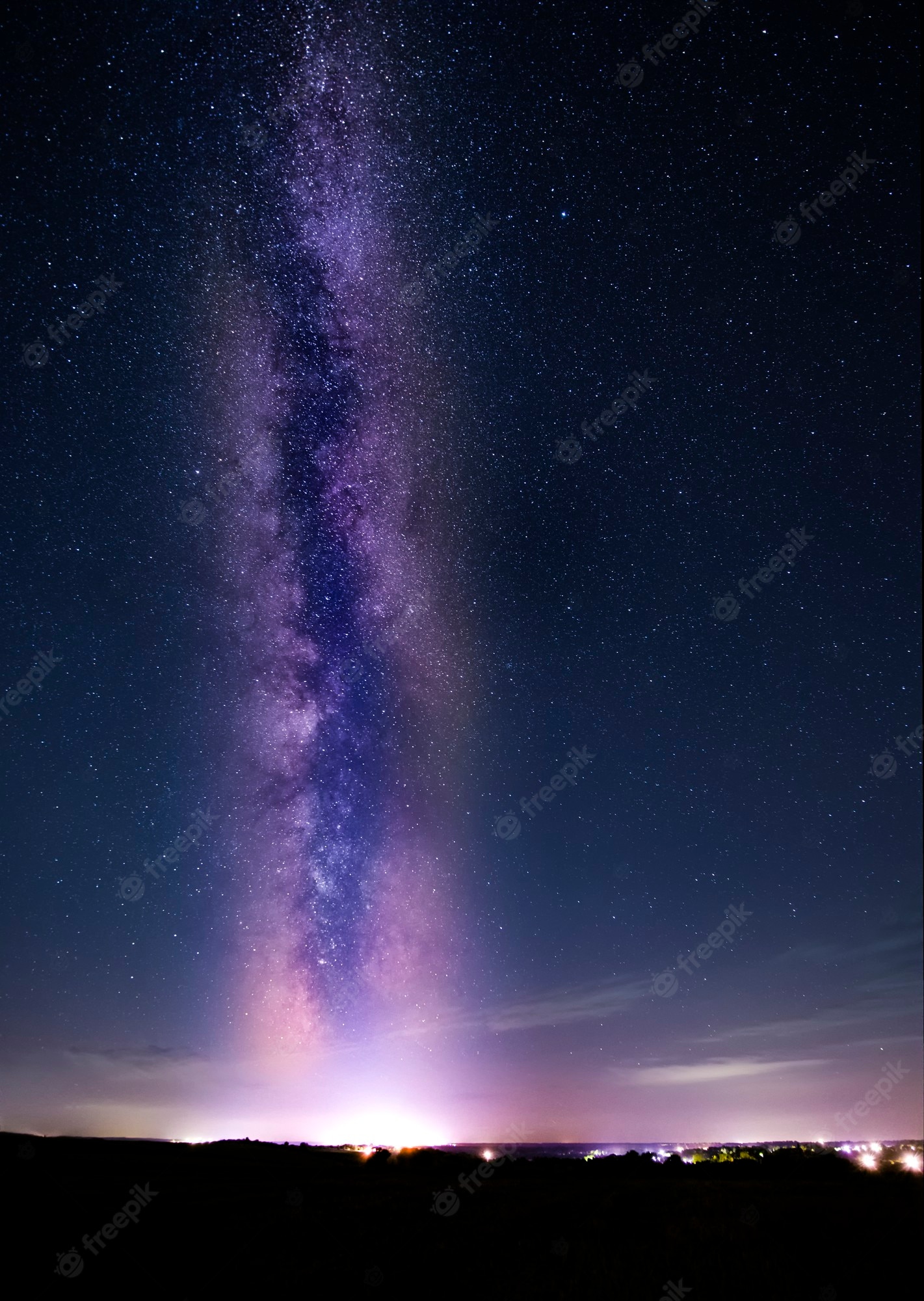 Premium Photo. Night bright starry sky with part of the milky way galaxy. wonderful summer night landscape