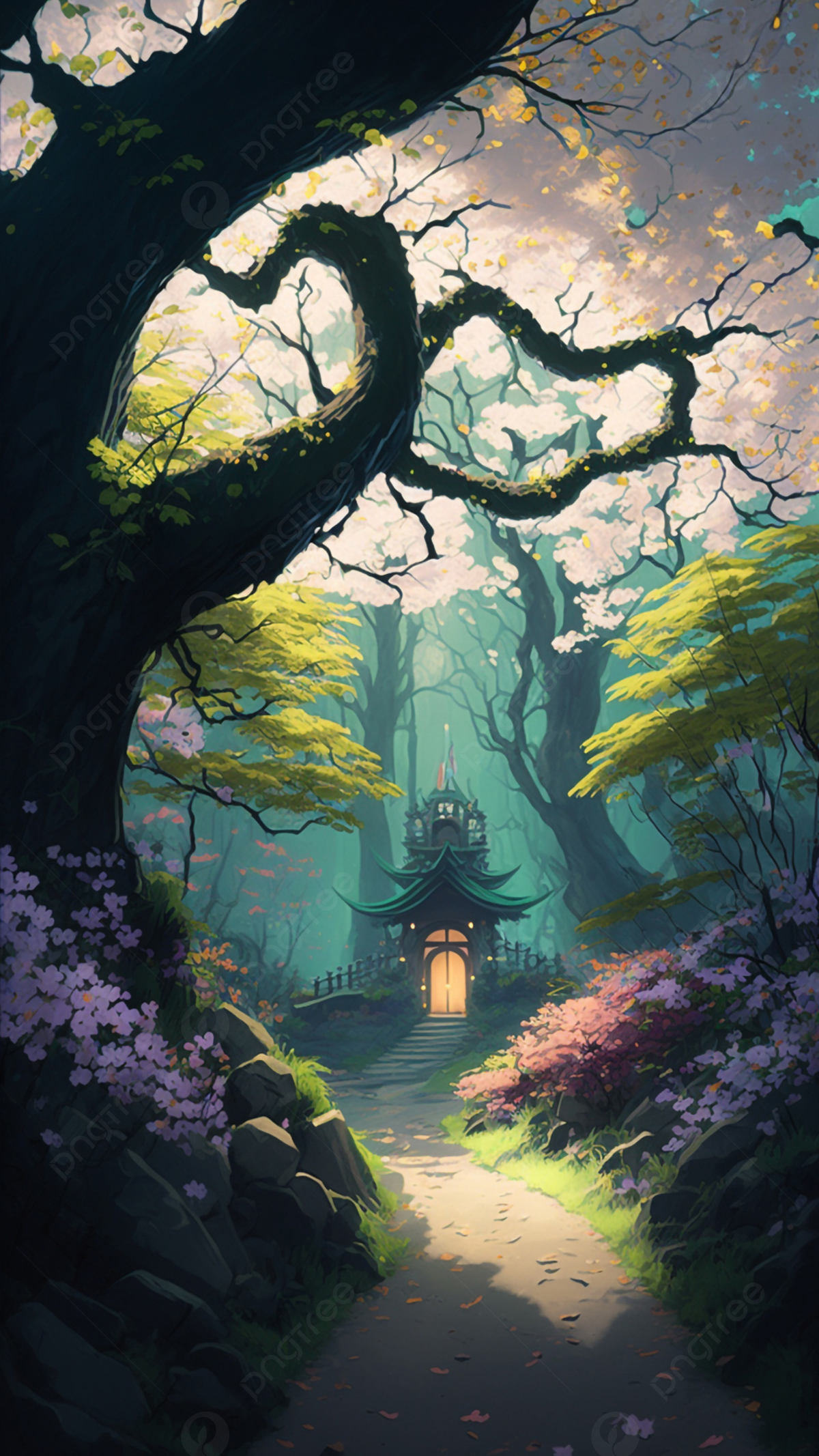 Spring Forest Fantasy Background