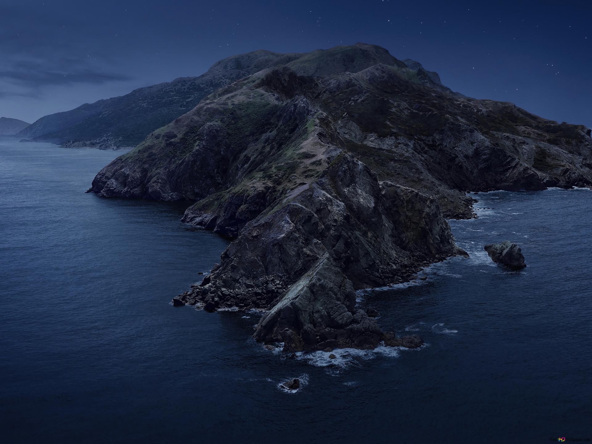 Night island scenery macos 4K wallpaper download