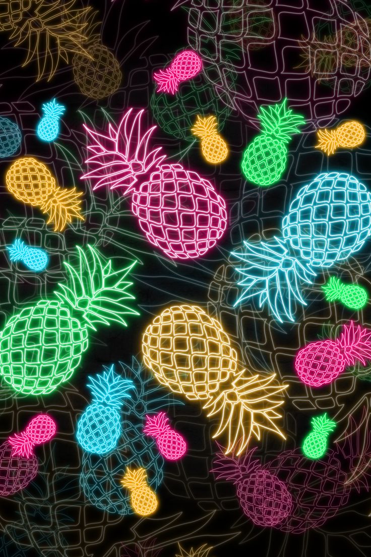Retro Neon Pineapple Pattern. Neon light wallpaper, Neon, Neon glow