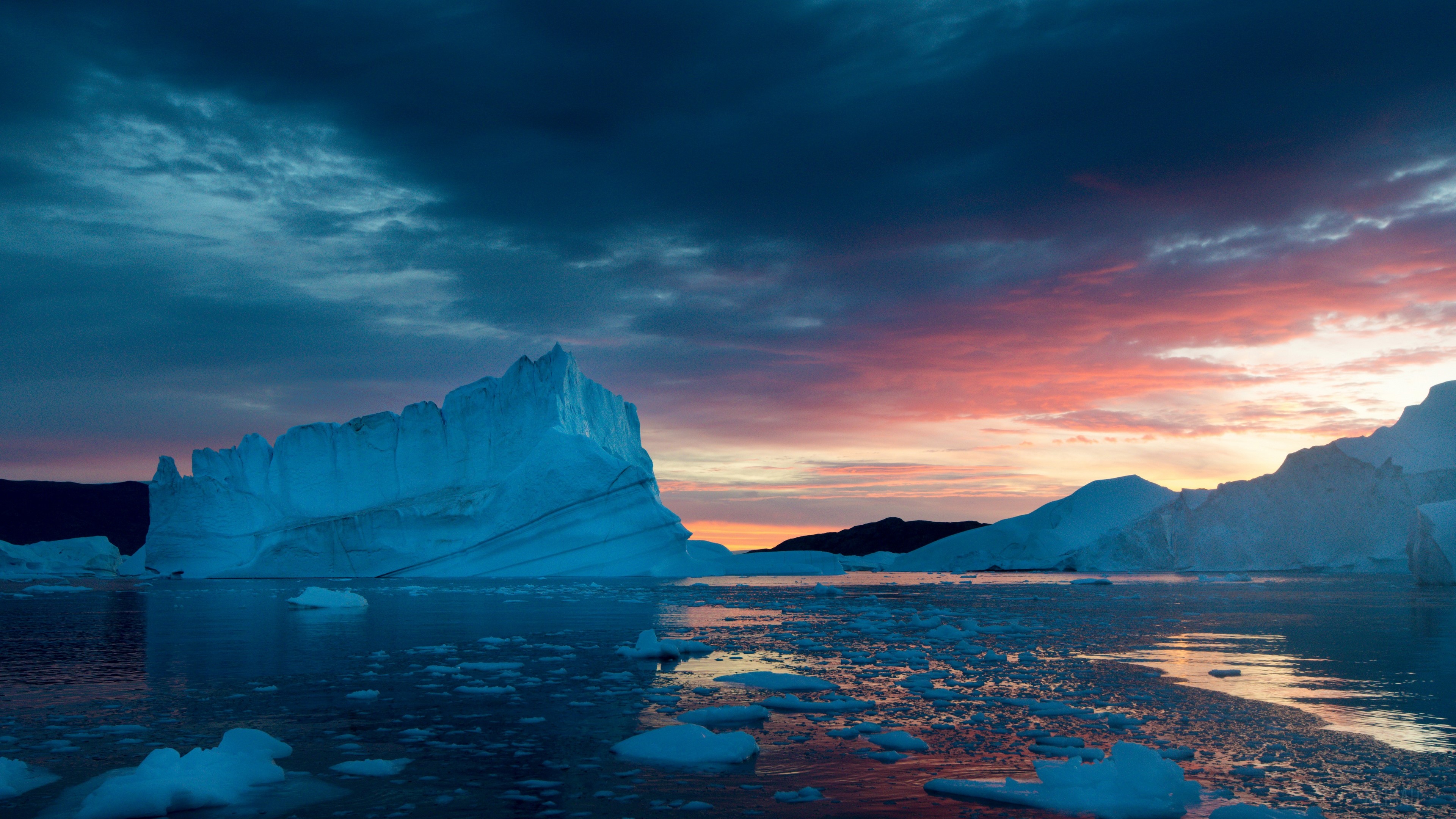 Dawn, Iceberg, Nature, Water 4k Gallery HD Wallpaper